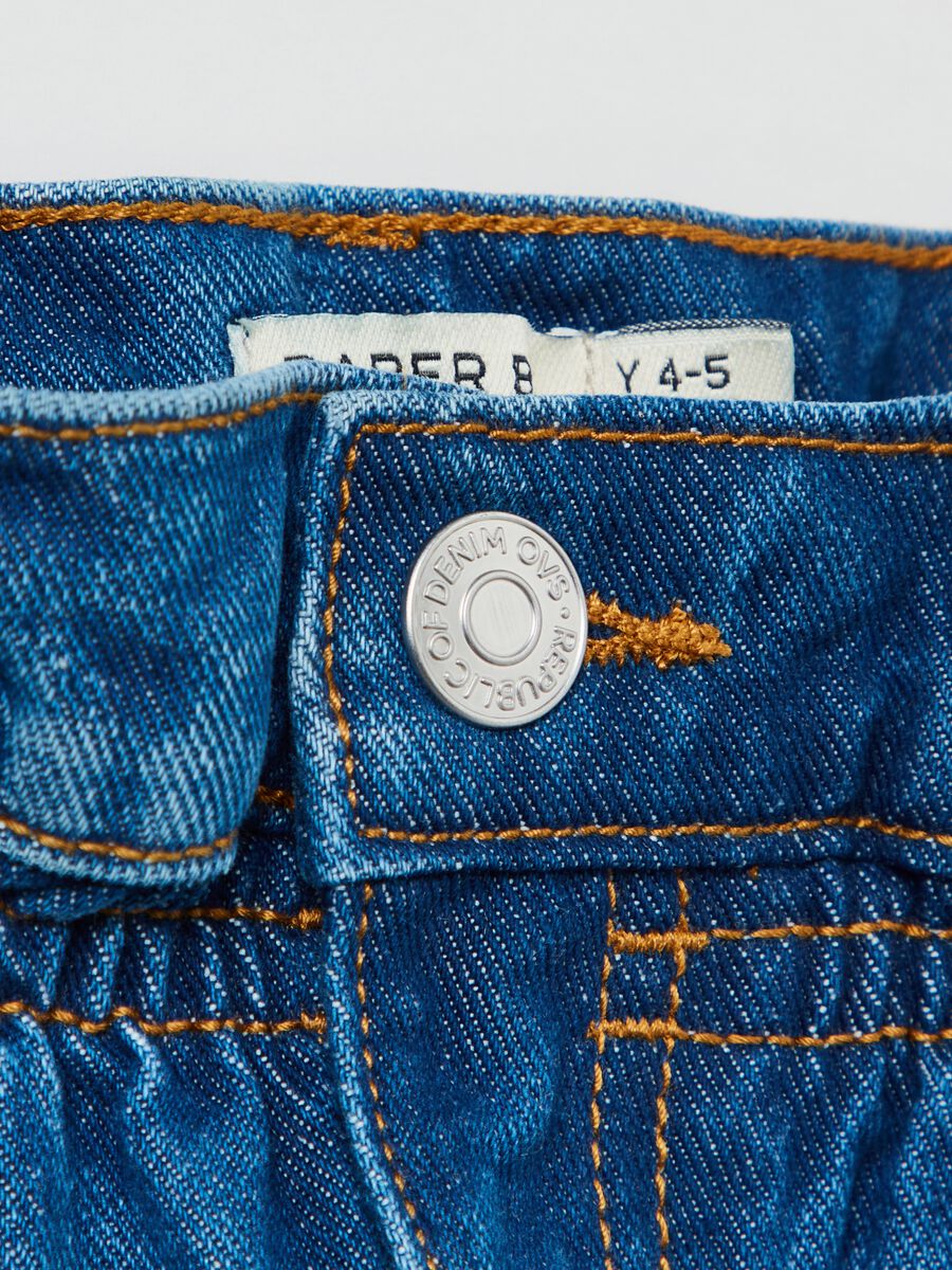 Five-pocket, paper bag jeans._1