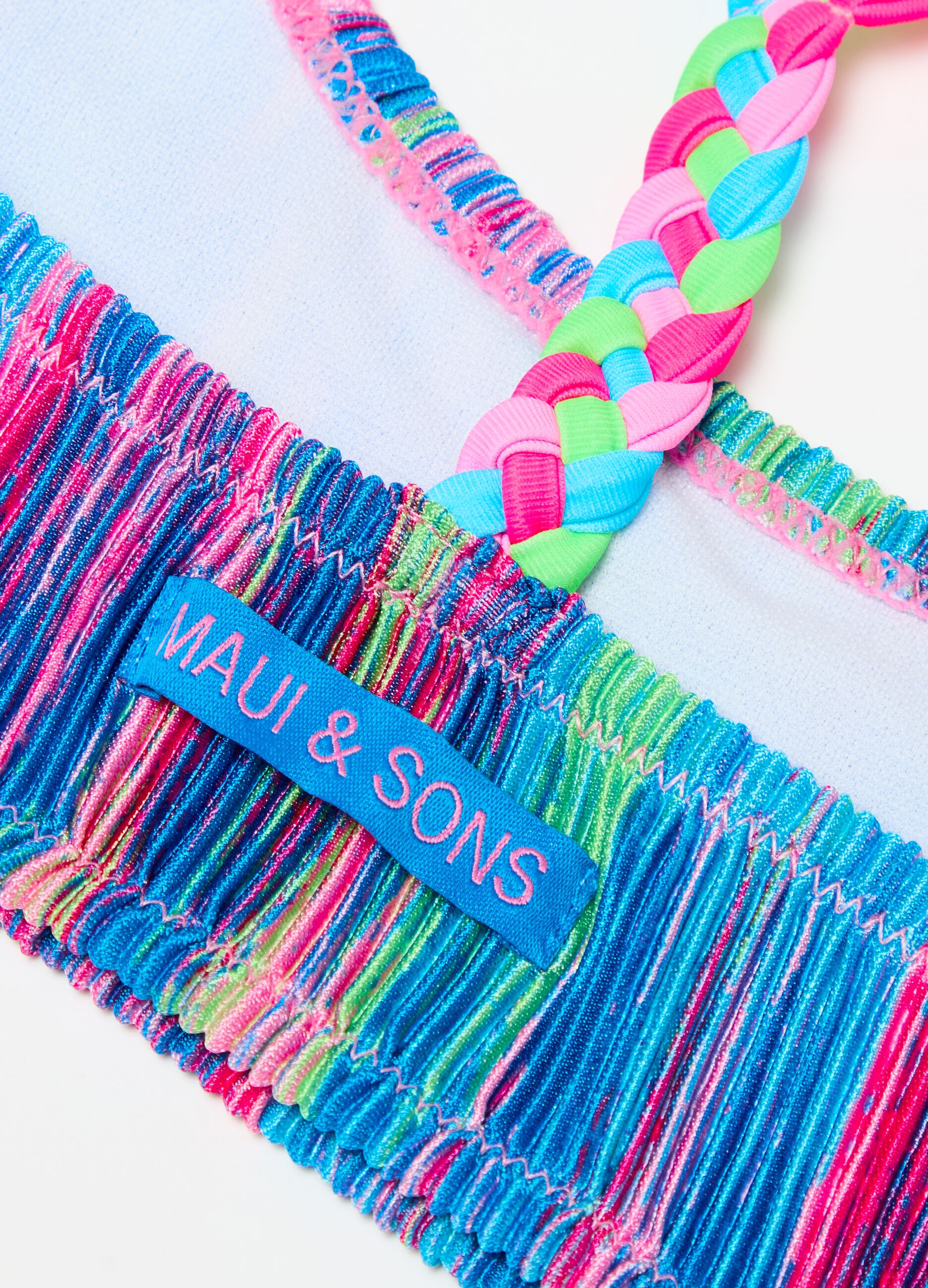 Tie-dye bikini with striped weave