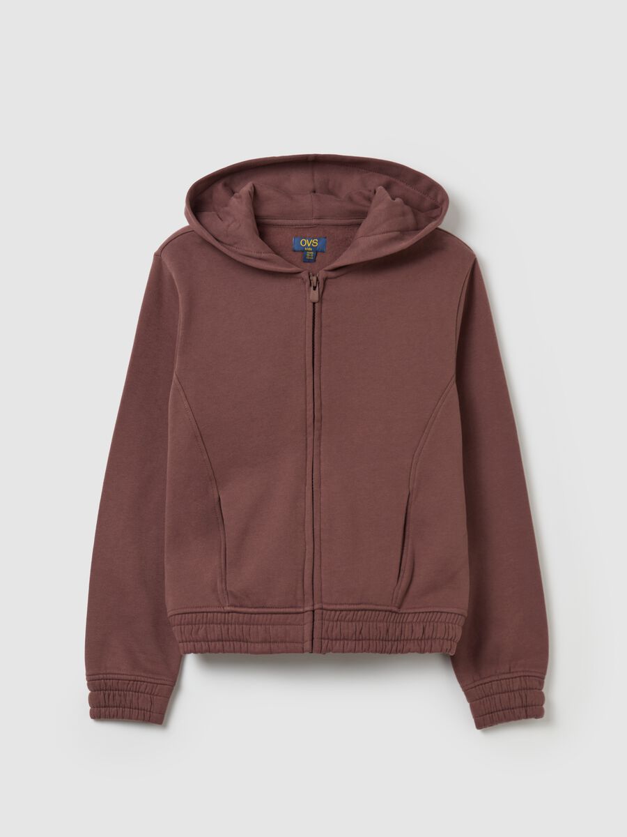 Full-zip Essential in cotone bio con cappuccio_0