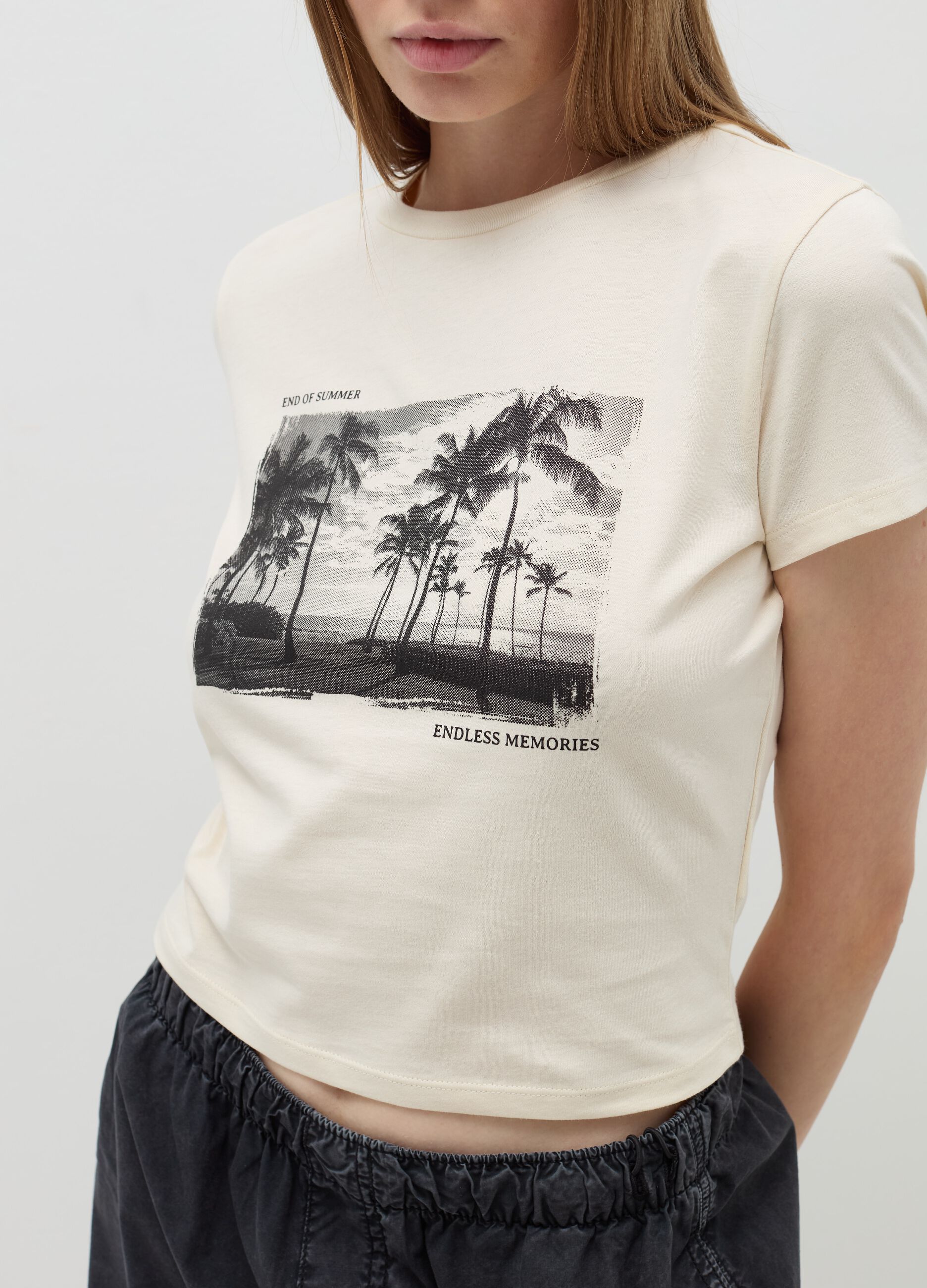 Crop T-shirt in cotton