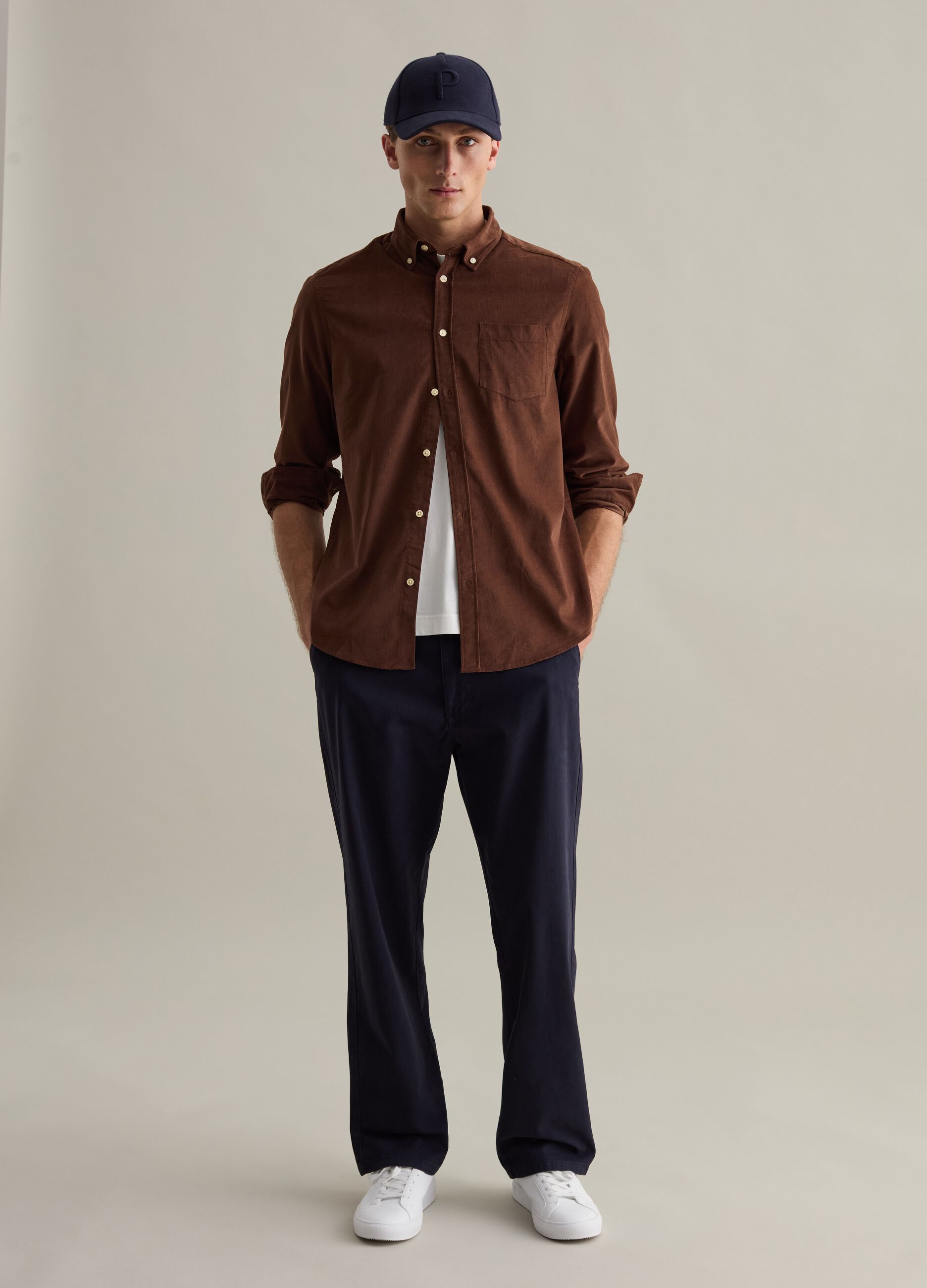 Camicia in corduroy colletto button-down