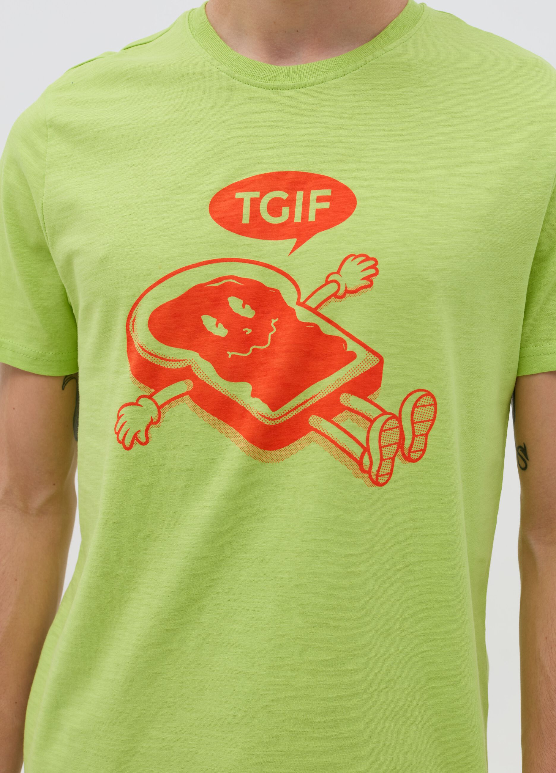 “TGIF” T-shirt in slub jersey