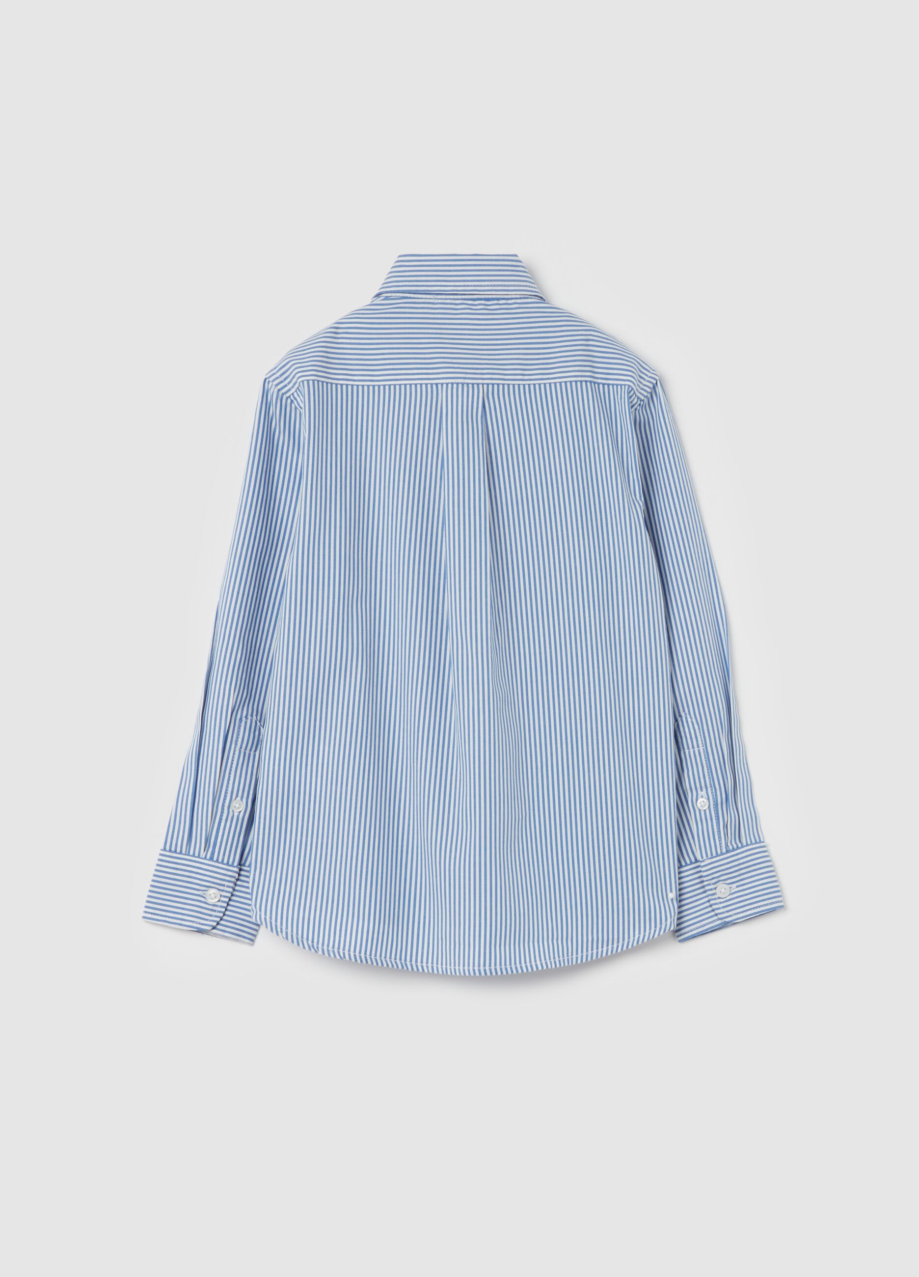 Striped button-down shirt with logo embroidery