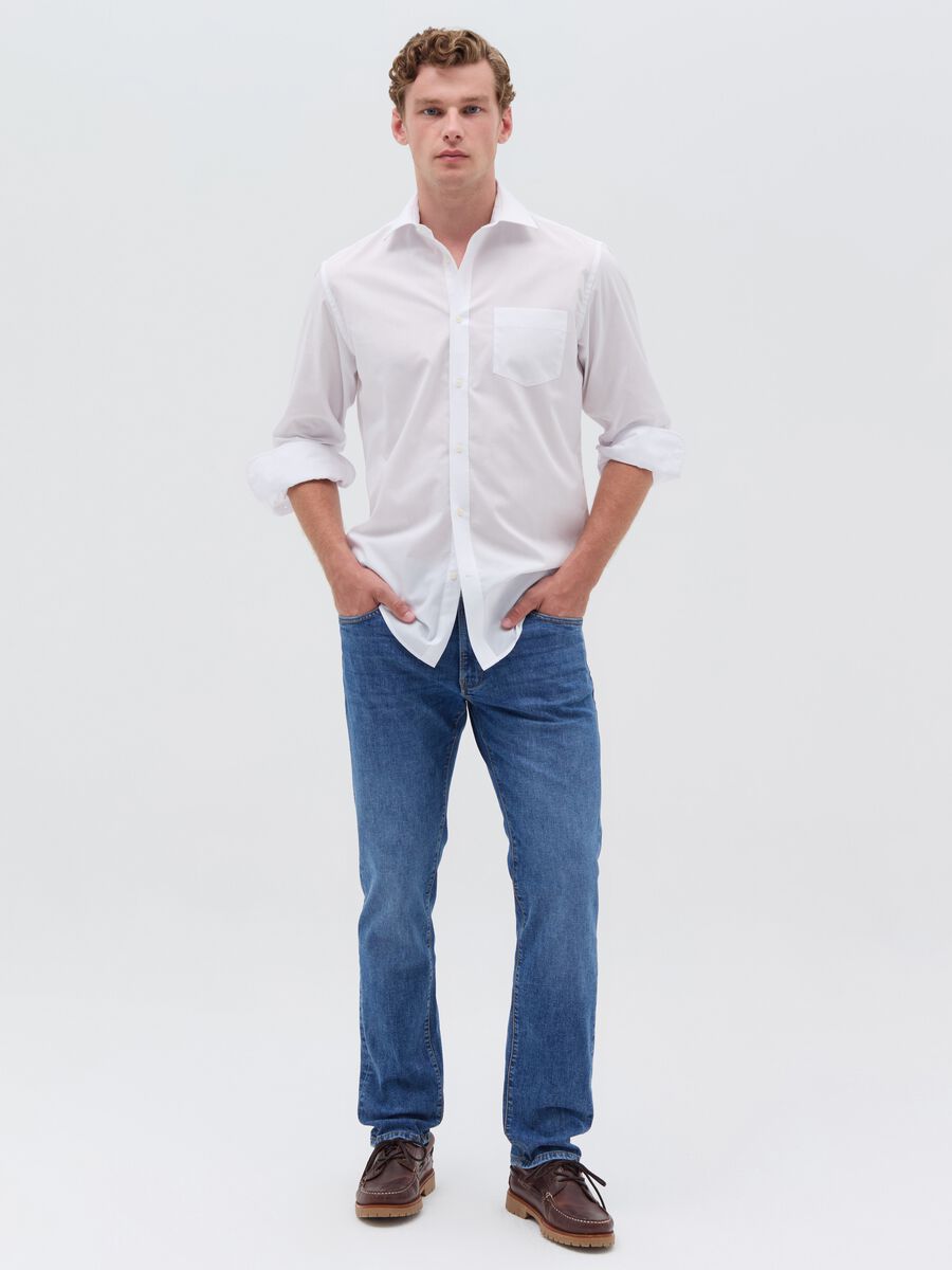 Regular-fit cross-hatch cotton jeans_0