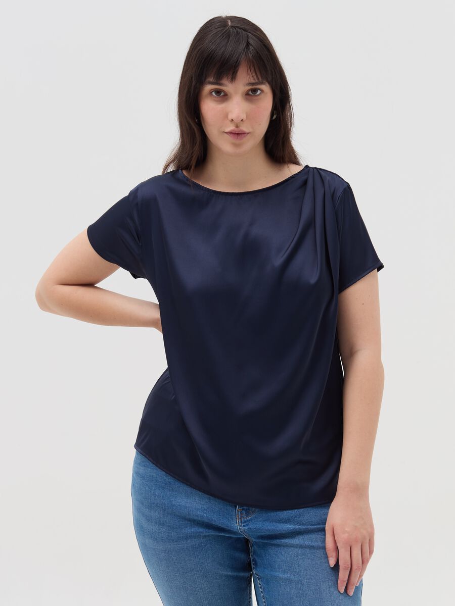 Blusa de tejido combinado Curvy_1