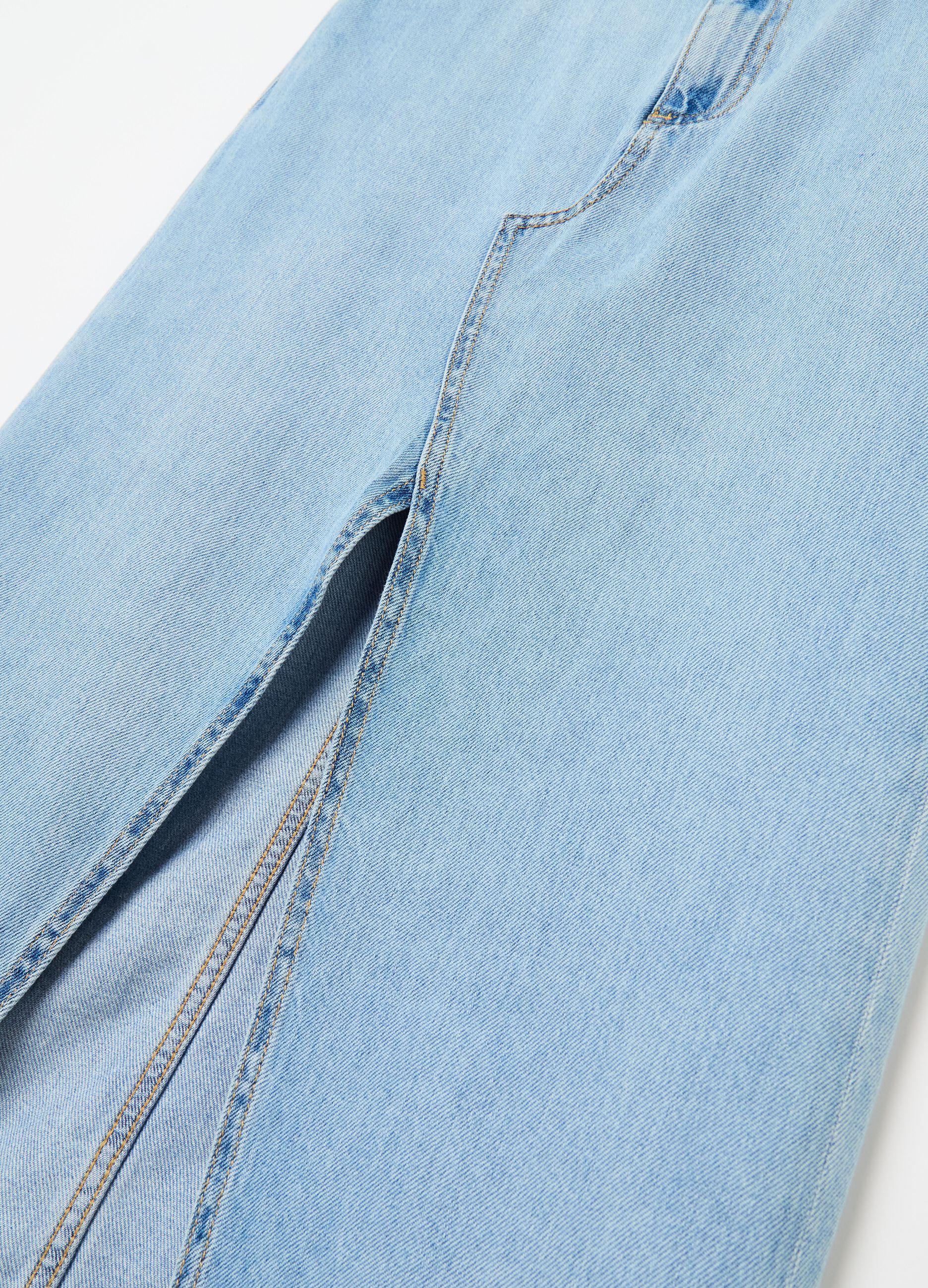 Long denim skirt with split