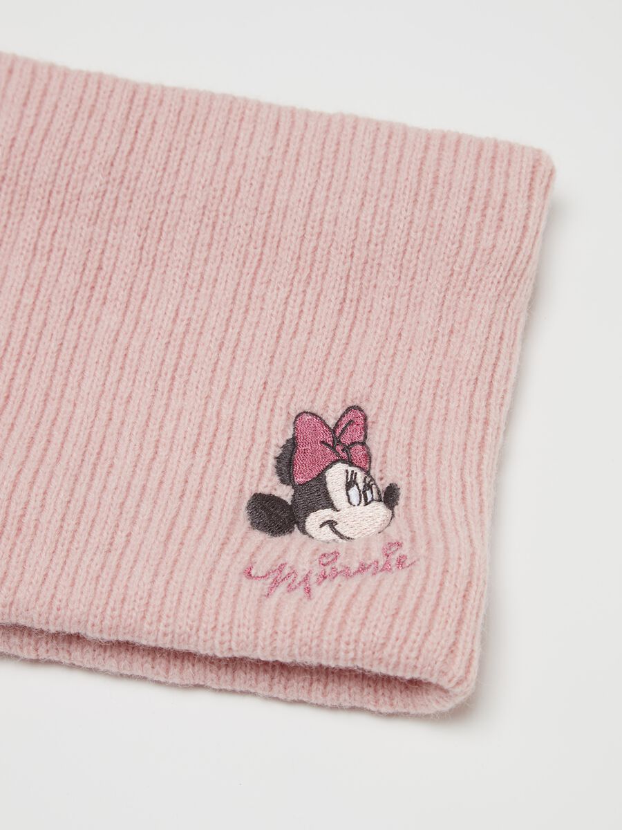 Knit neck warmer with Minnie embroidery_1