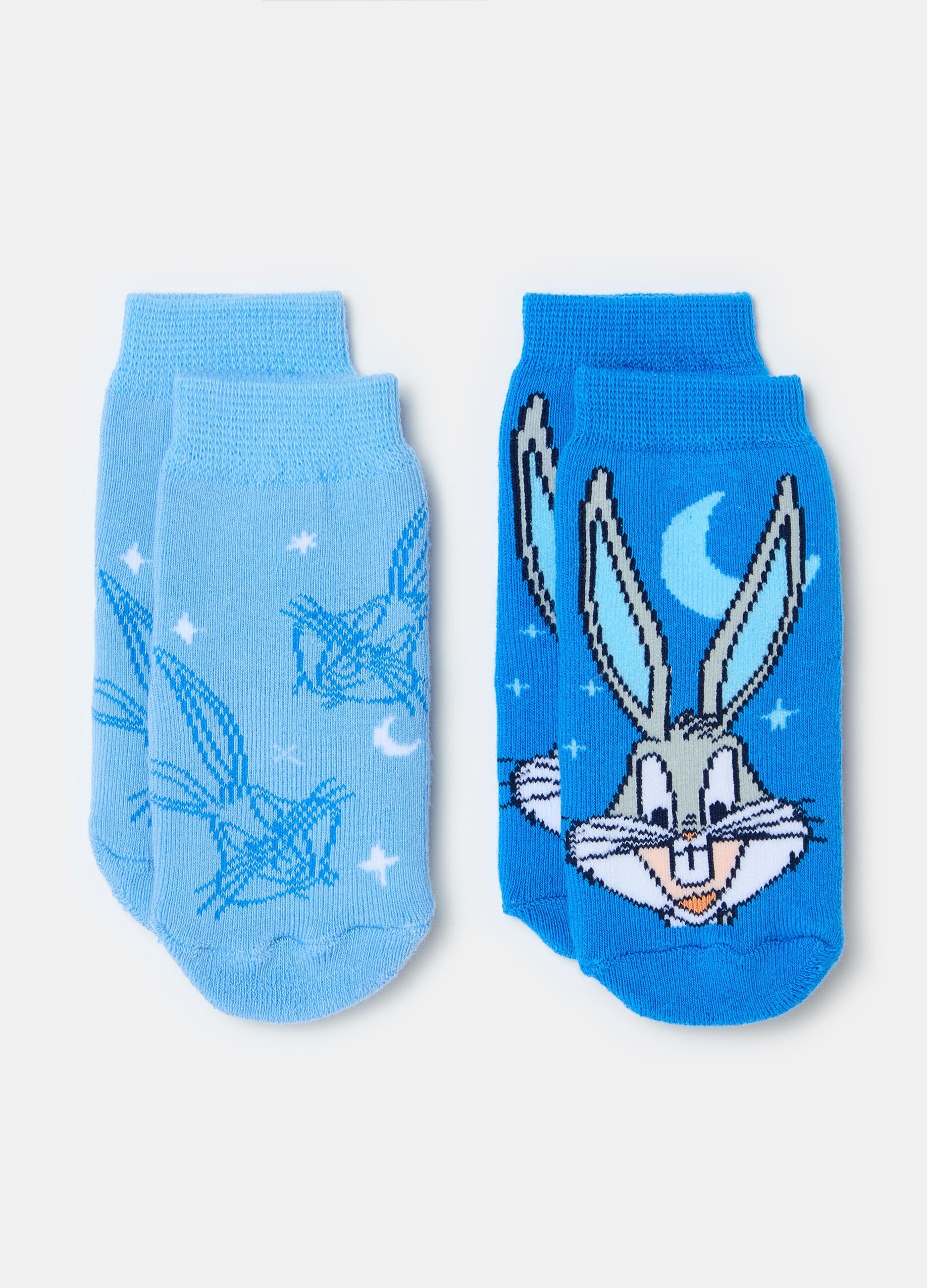 Two-pair pack slipper socks with Bugs Bunny design