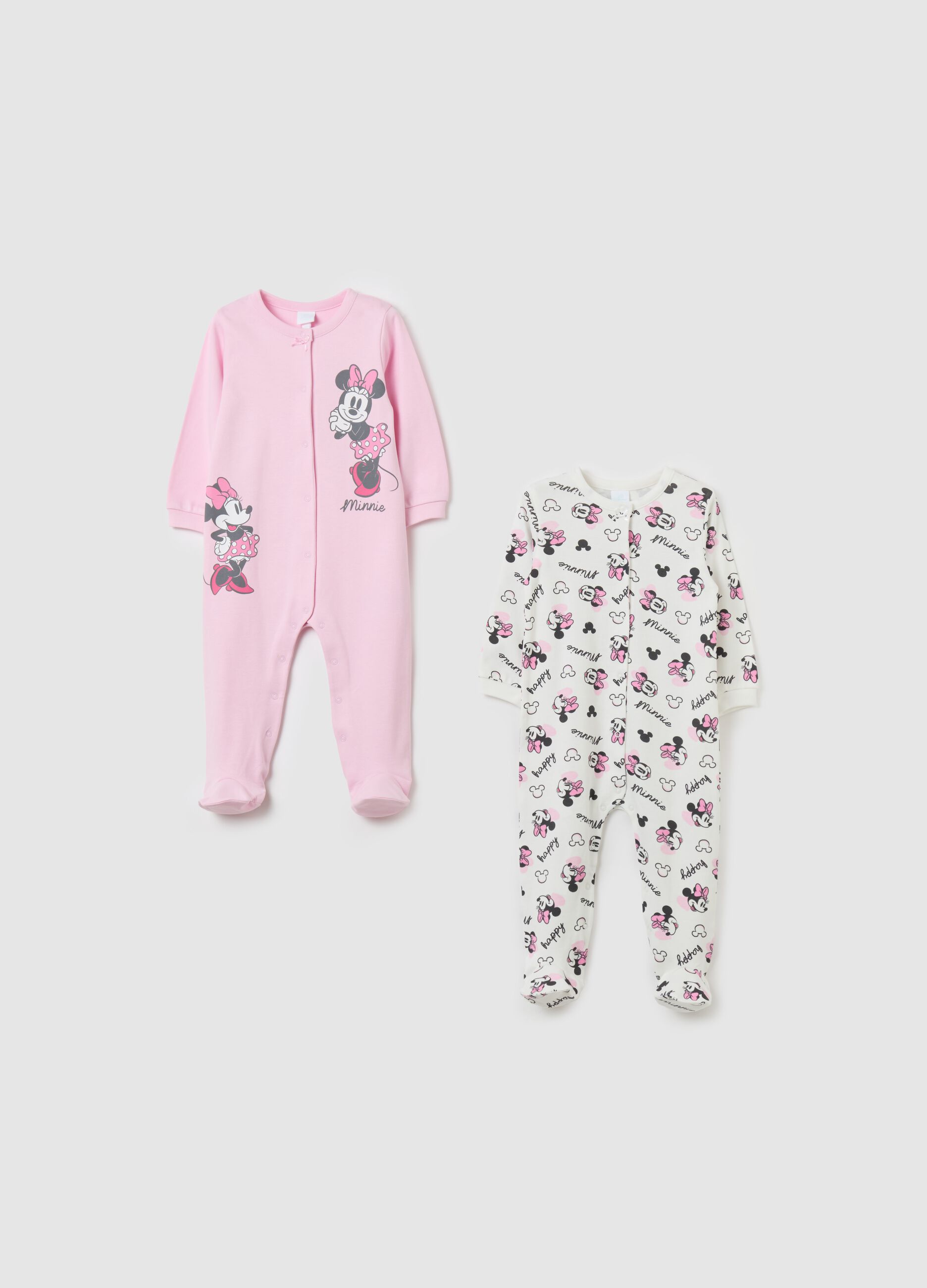 Two-pack onesies in organic cotton with Minnie Mouse print