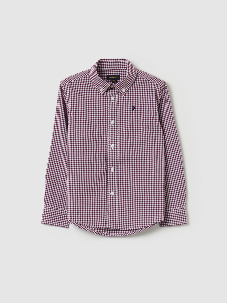 Camicia button-down vichy con ricamo logo_3