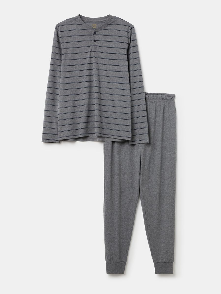 Long striped pyjama top with granddad neck_4