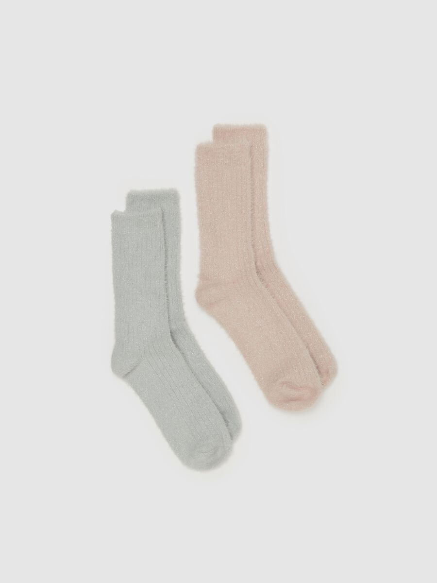 Two-pair pack short ribbed socks with lurex_0