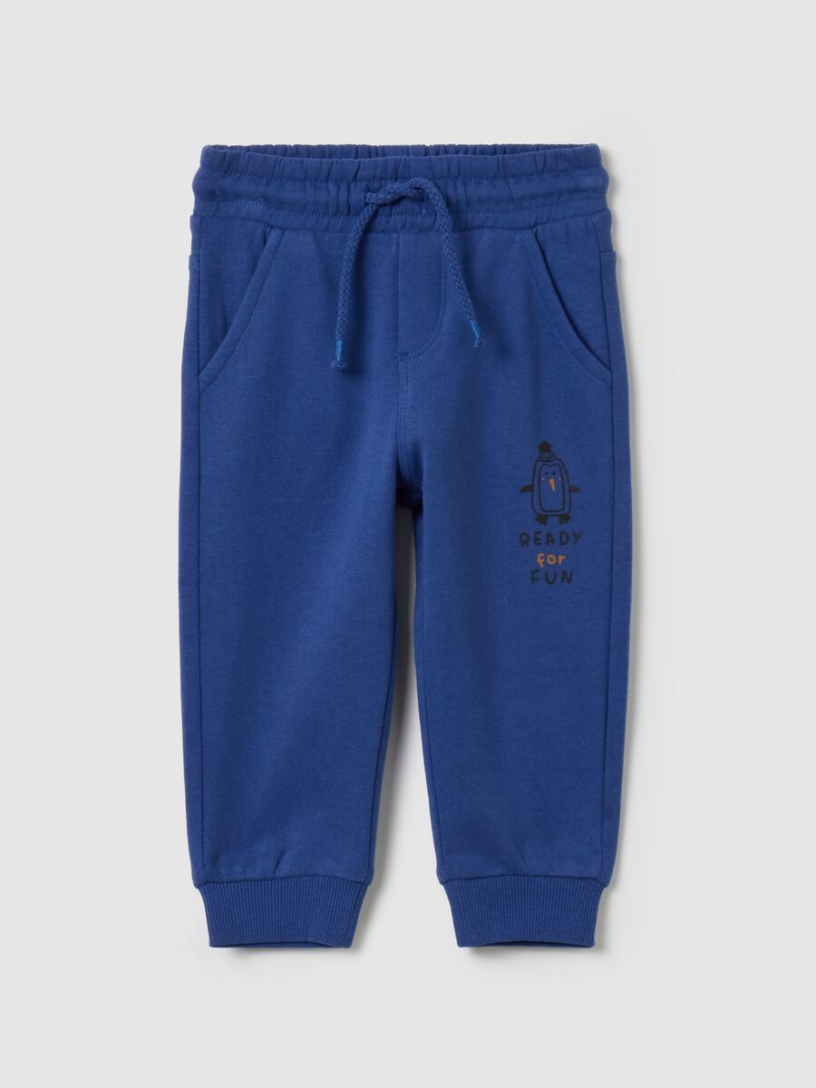 Joggers with drawstring and penguin print_0