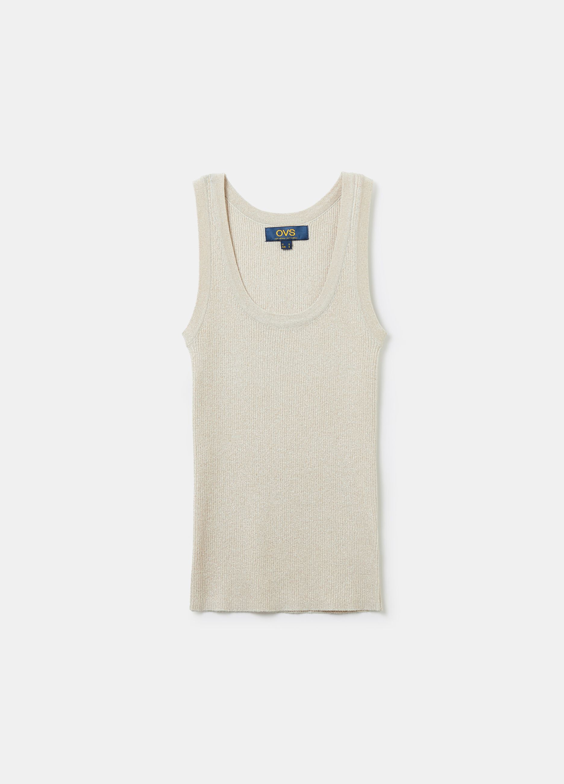 Ribbed tank top with lurex