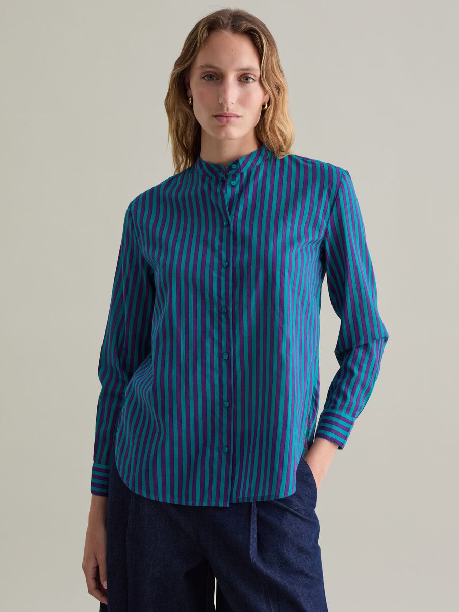 Striped shirt with Mandarin collar_3