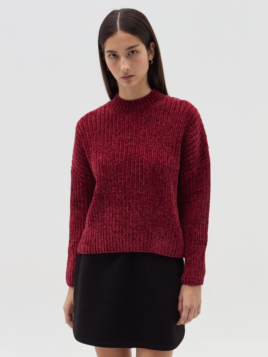 Chenille pullover with mock neck_1