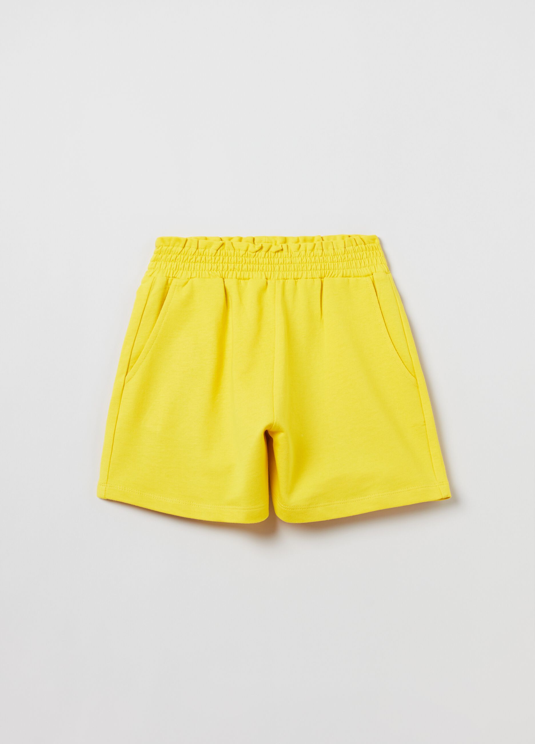 Shorts in cotone con punto smock