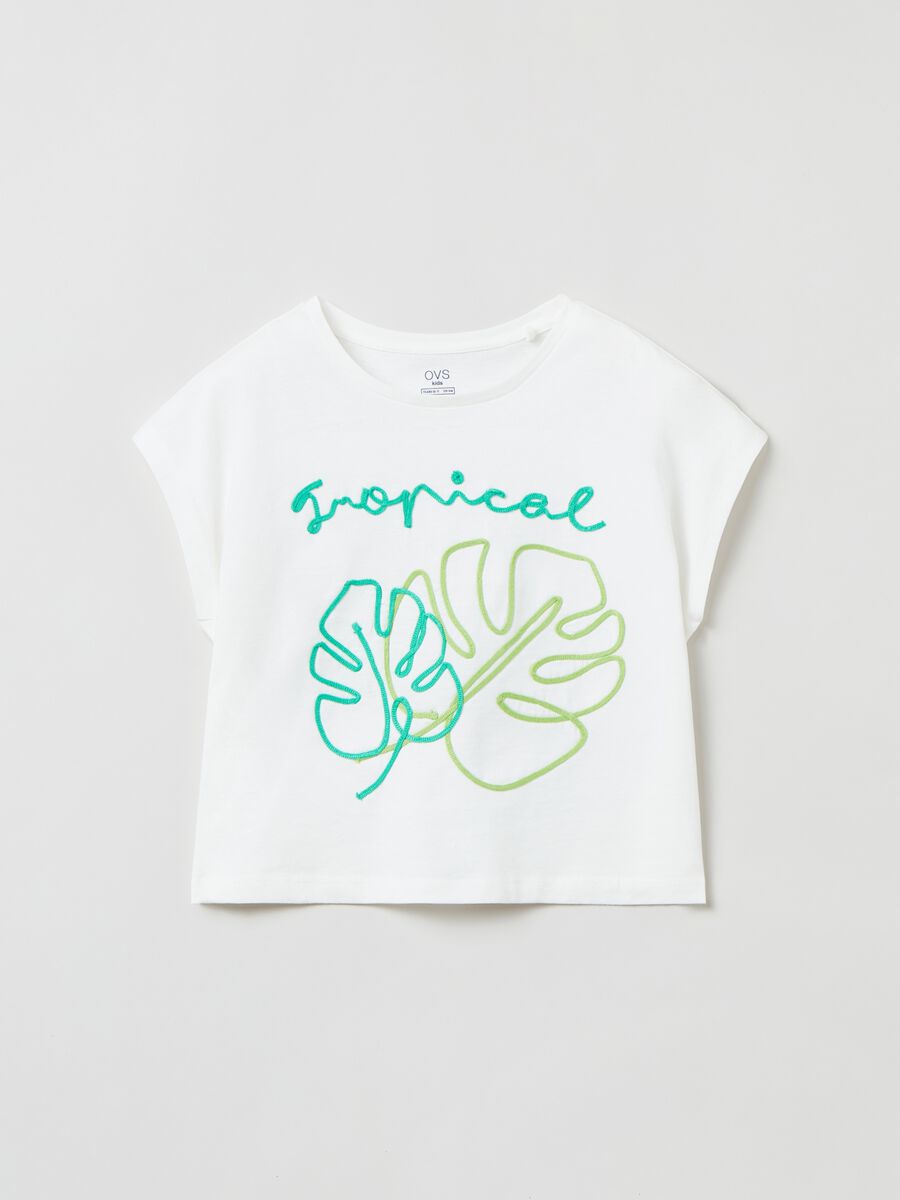 Cropped T-shirt with embroidery_0