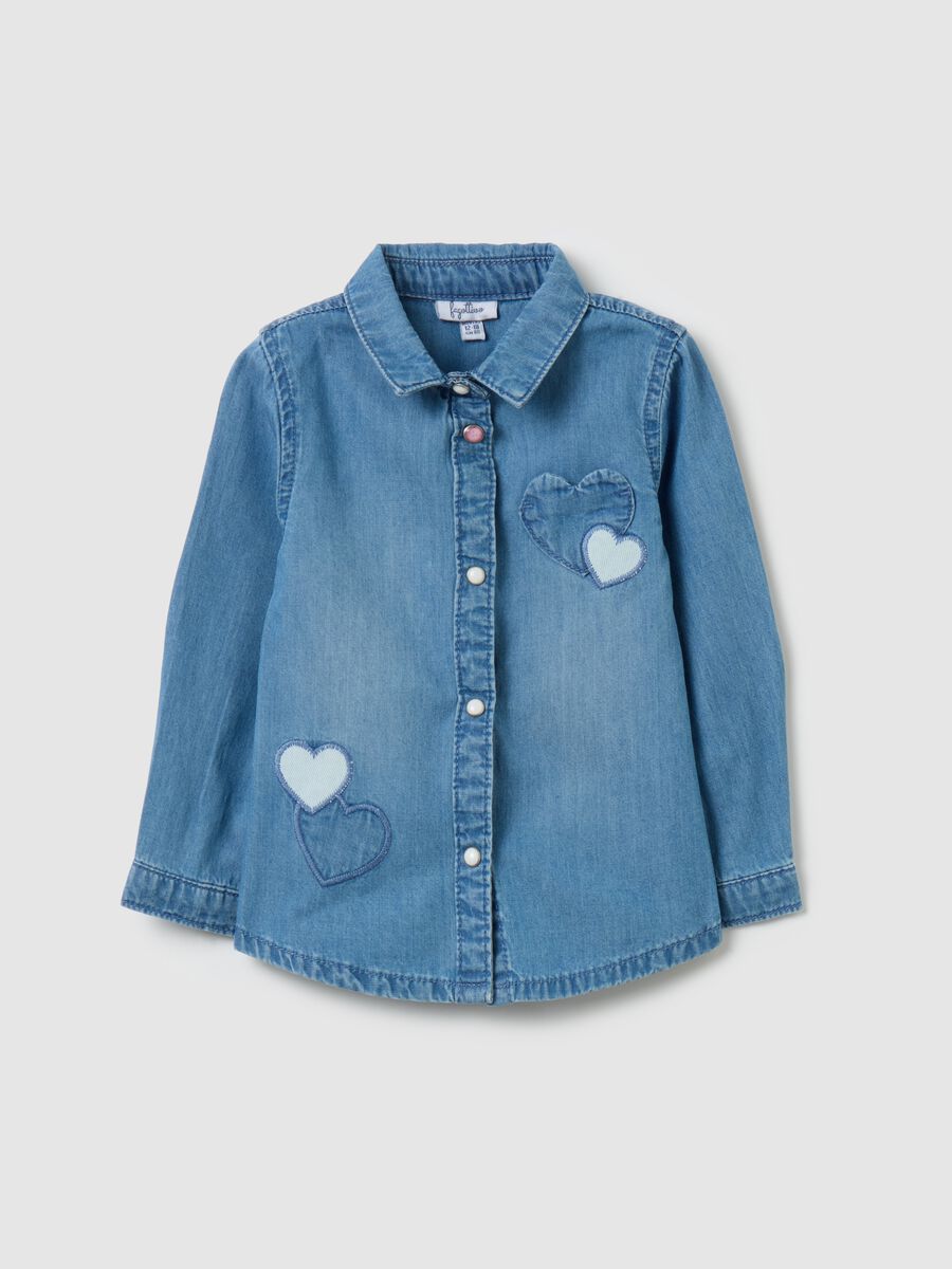 Denim shirt with hearts patch_0