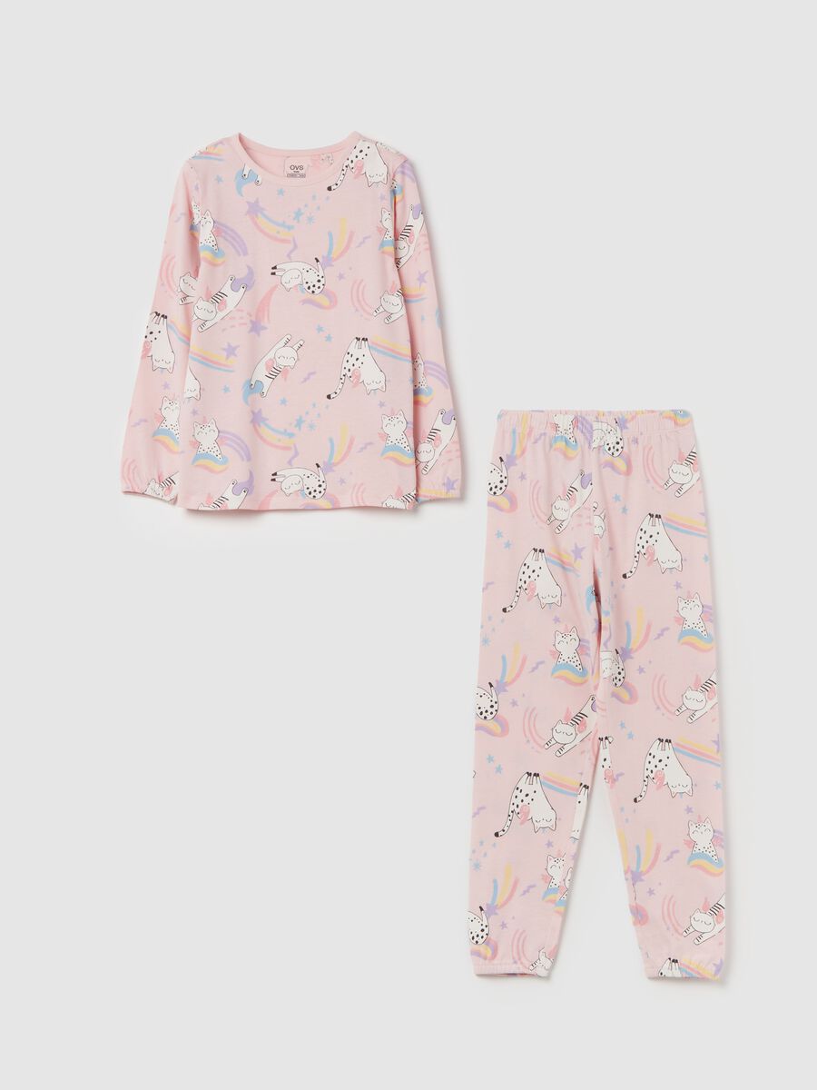 Organic cotton pyjamas with unicorn kittens print_0