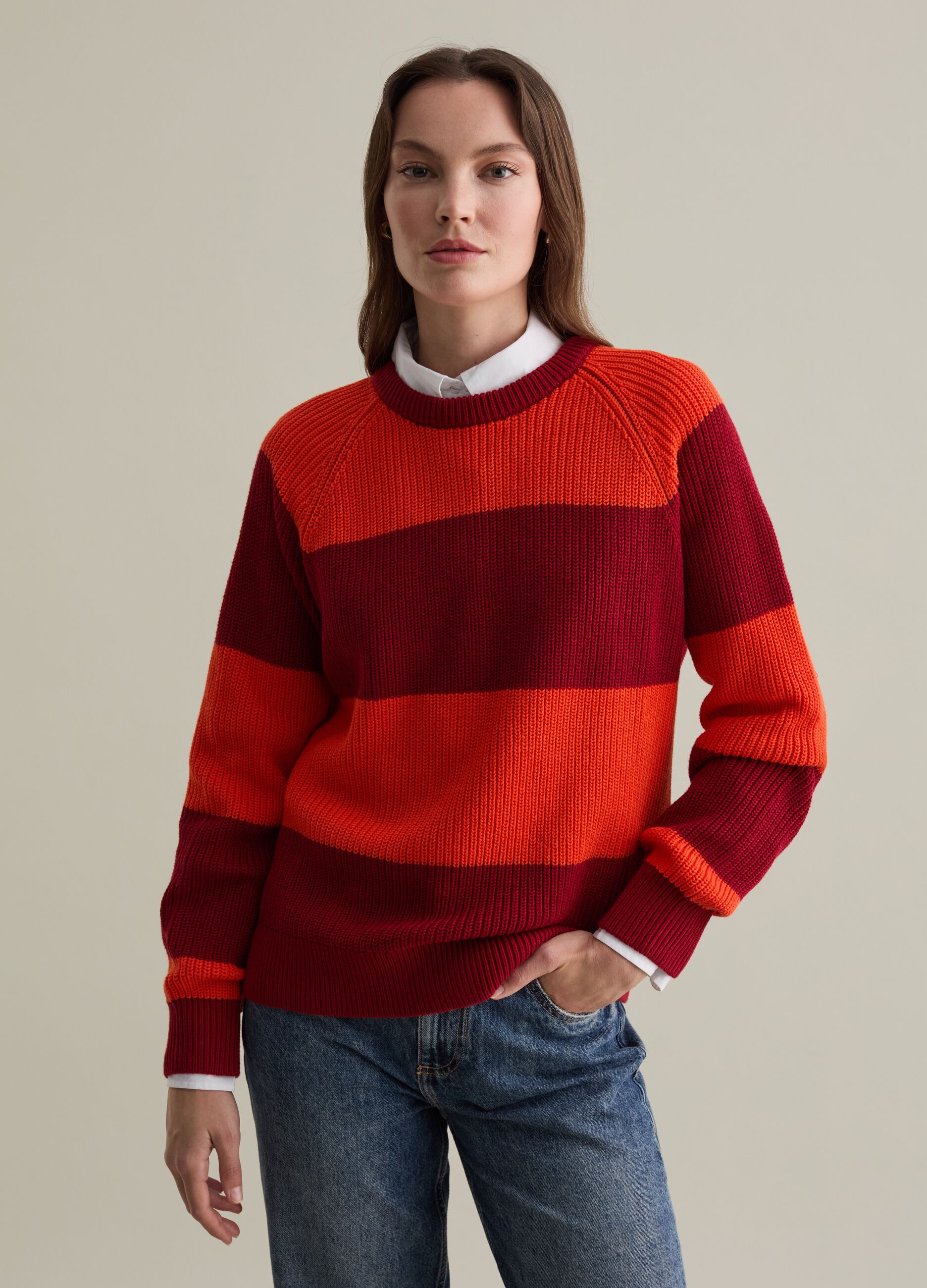 Striped pullover with raglan sleeves