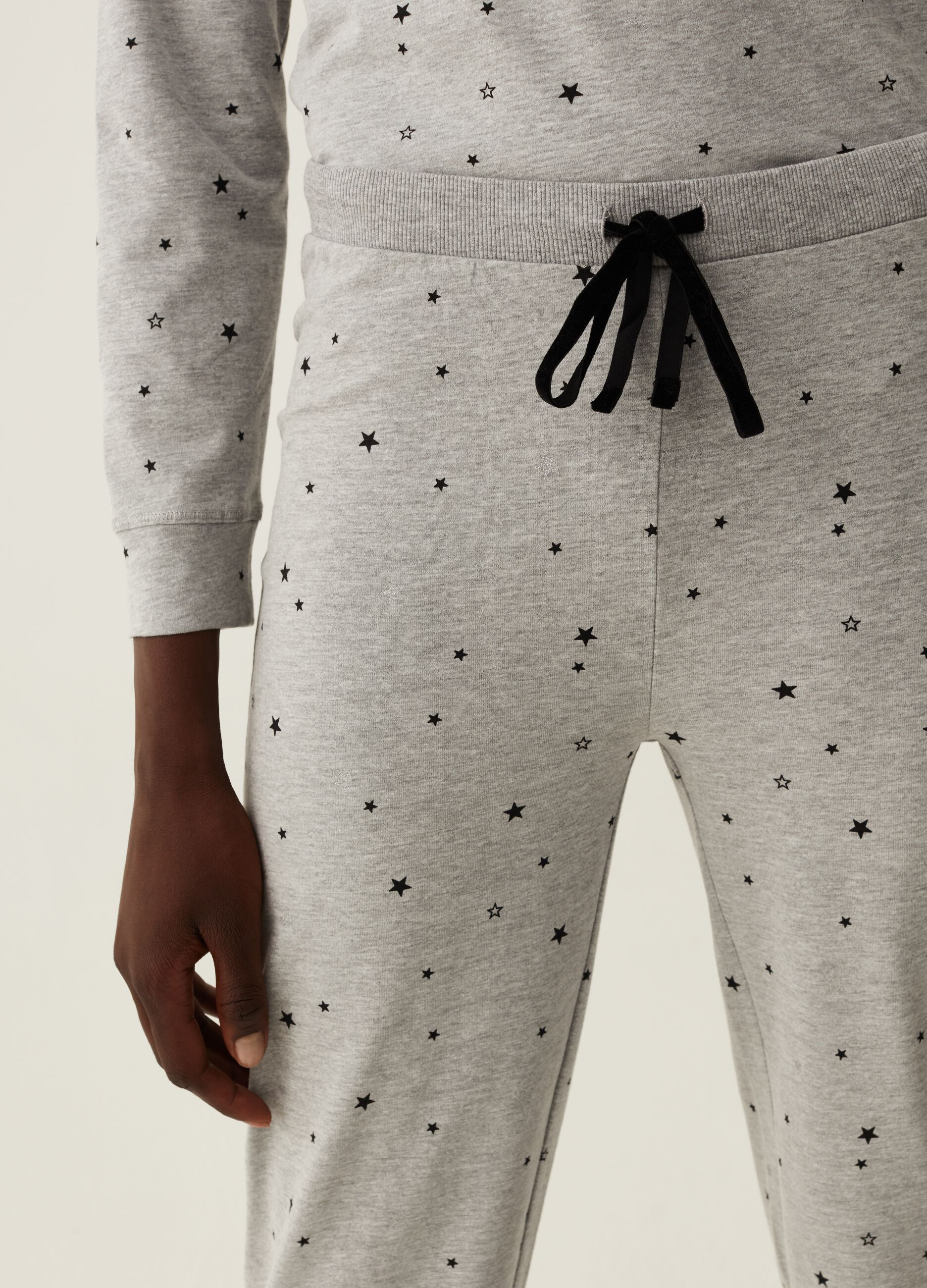 Cotton pyjama trousers with small stars print