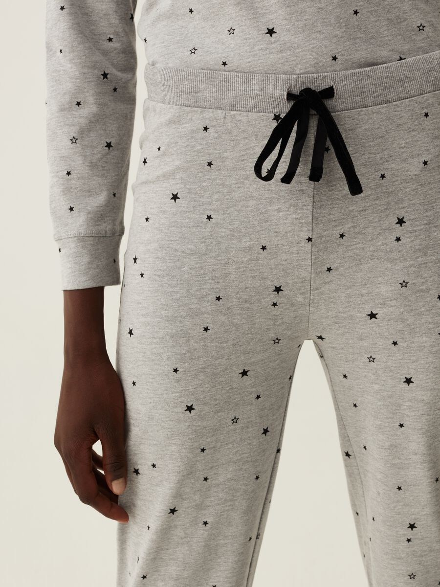 Cotton pyjama trousers with small stars print_3