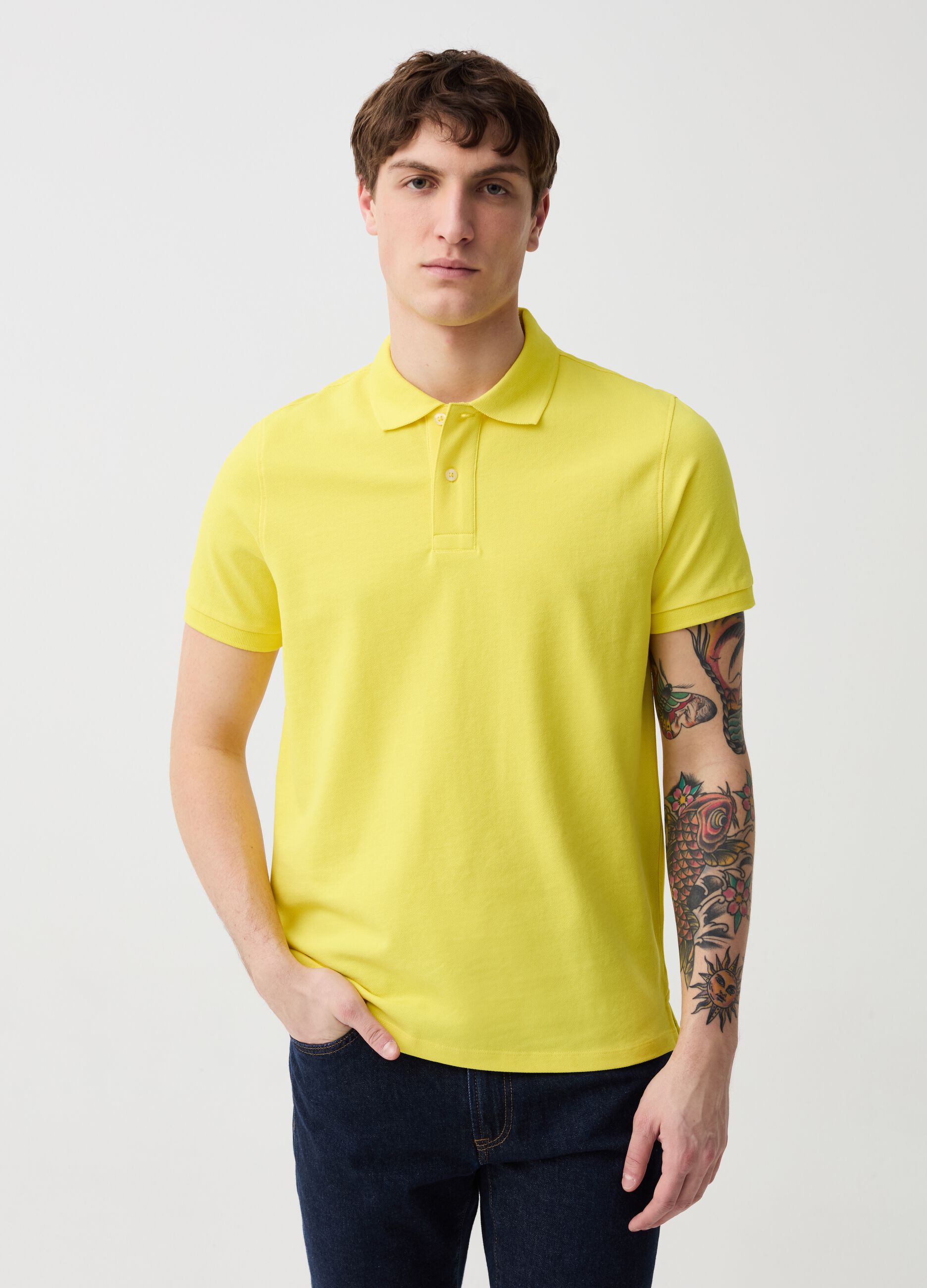 Organic cotton pique polo shirt