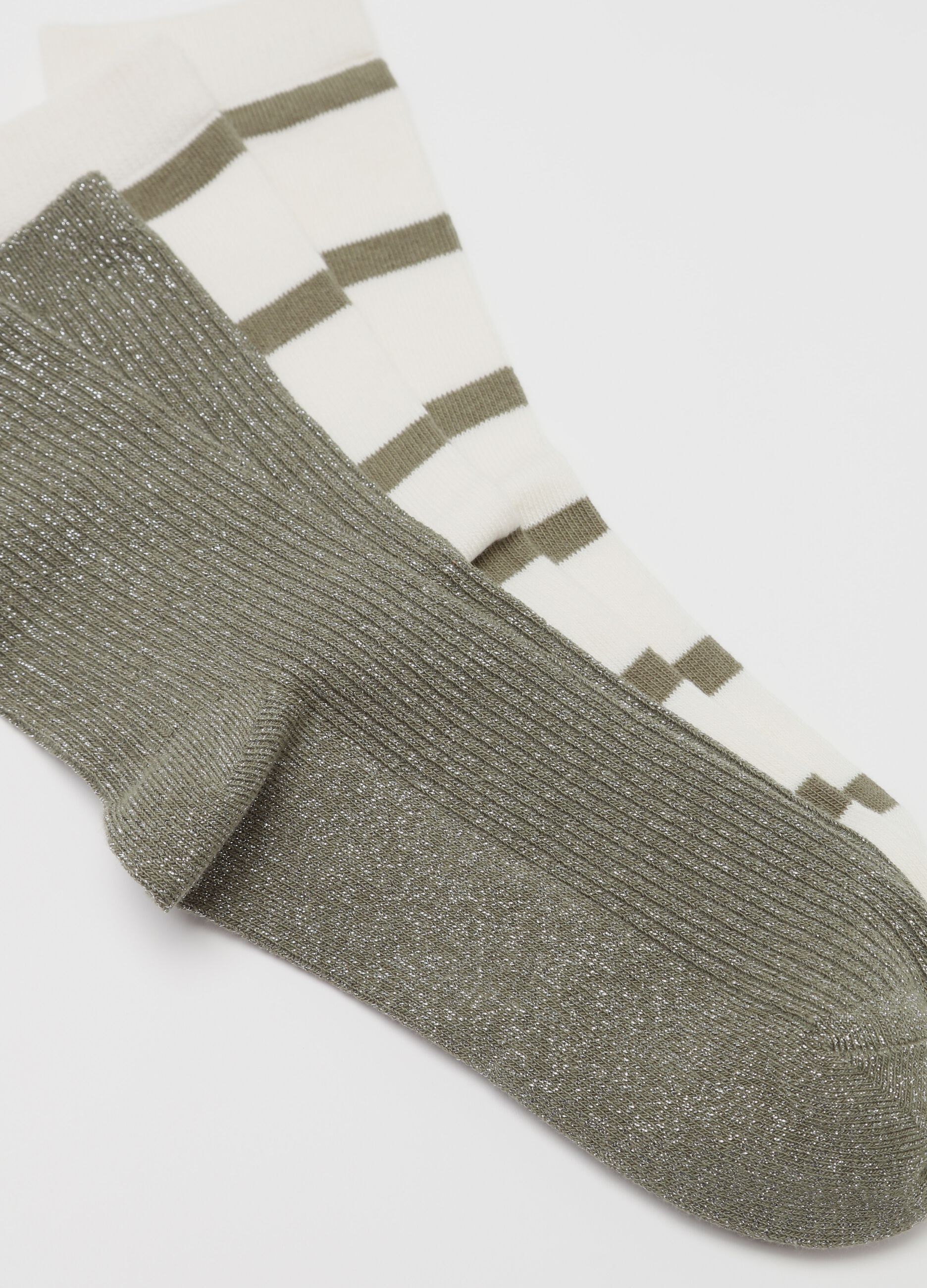 Two-pair pack short socks in stretch organic cotton