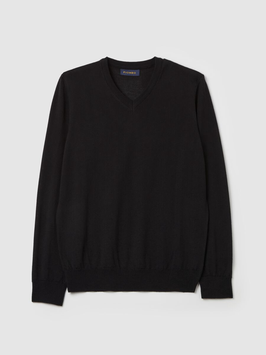 Merino wool pullover with V neck_4