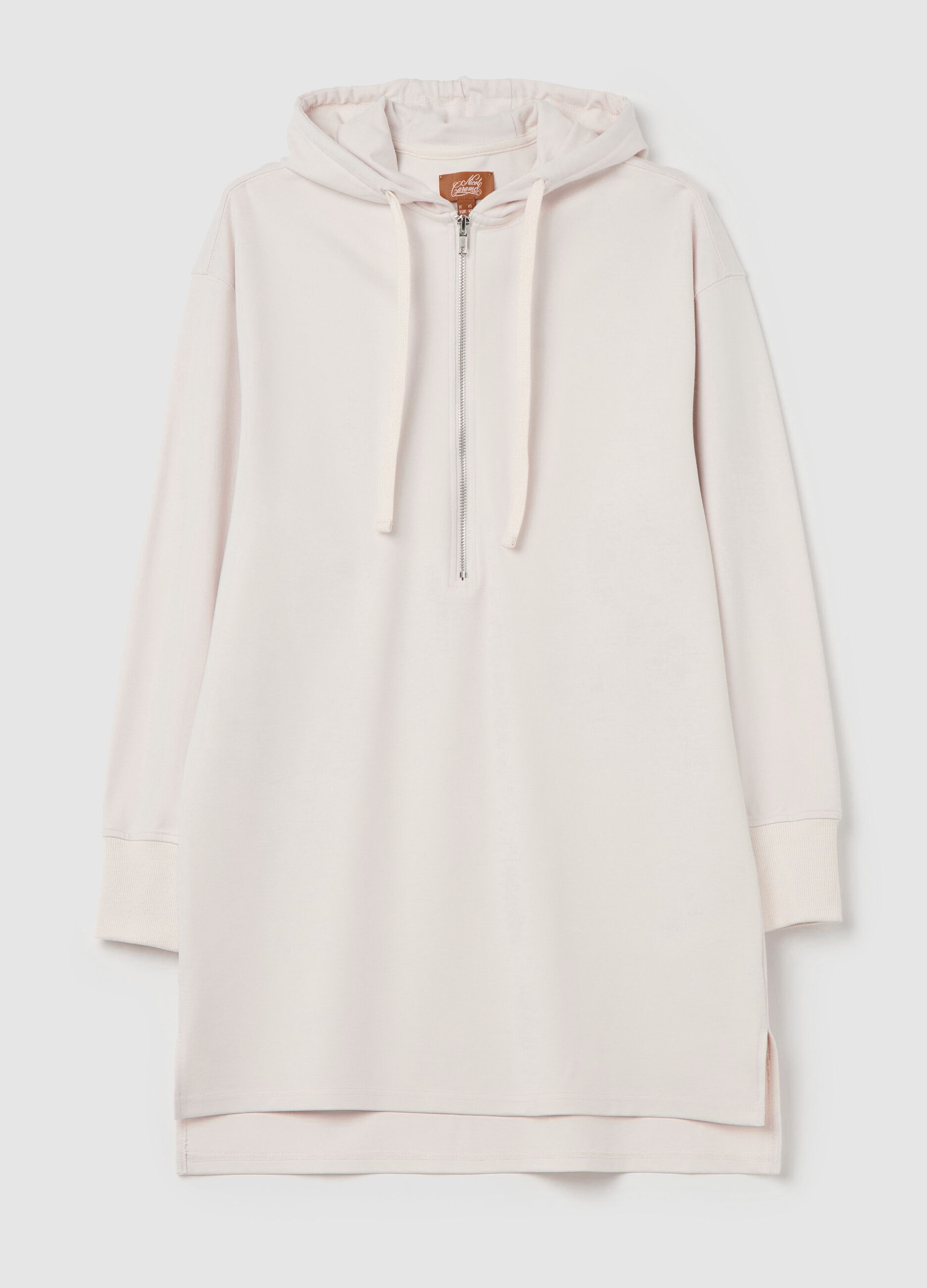 Half-zip mini maternity sweatshirt dress