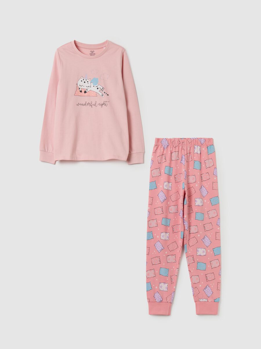 Long pyjamas with print in organic cotton_0