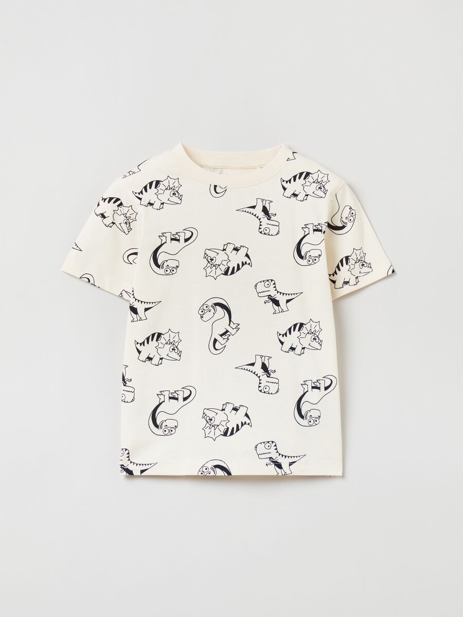 T-shirt con stampa dinosauri all-over_0
