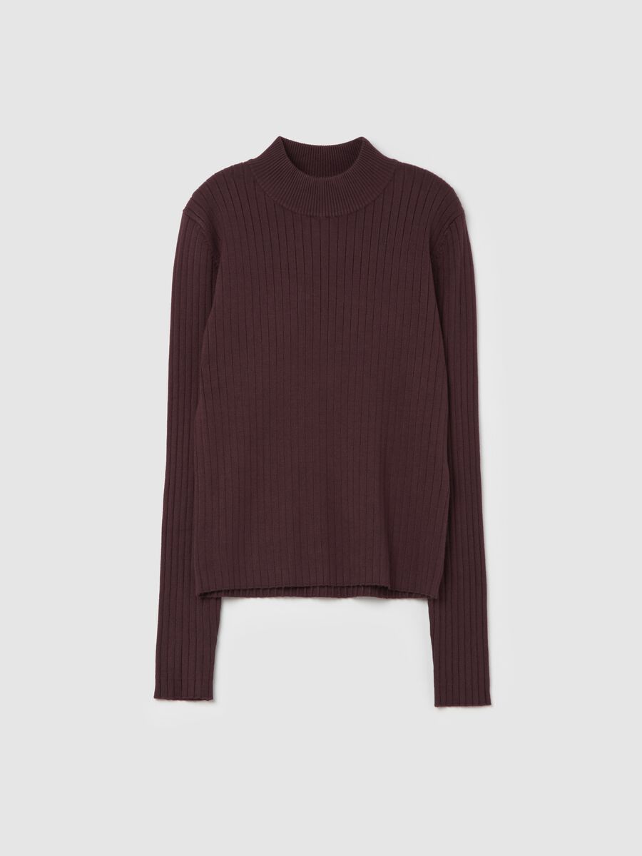 Ribbed knit pullover with mock neck_4