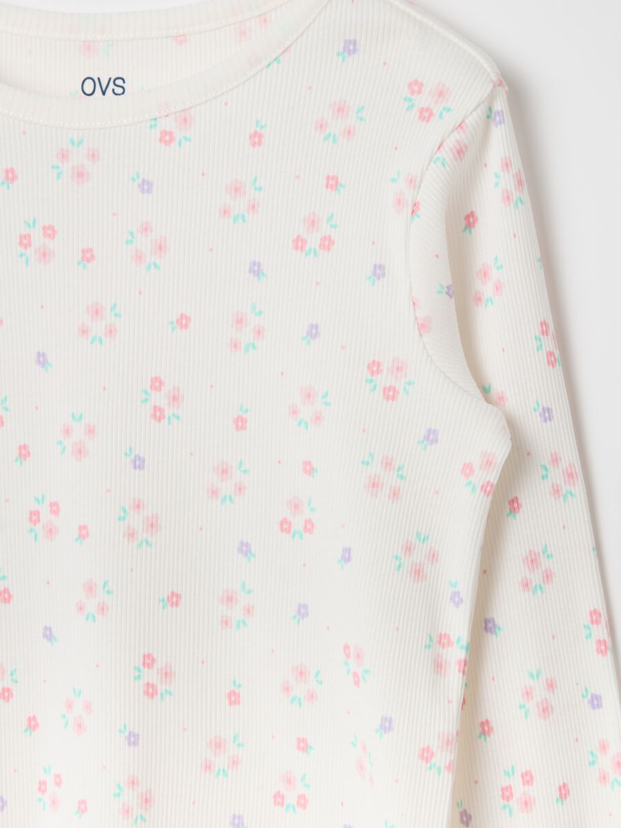 Ribbed floral pyjamas in organic cotton_2