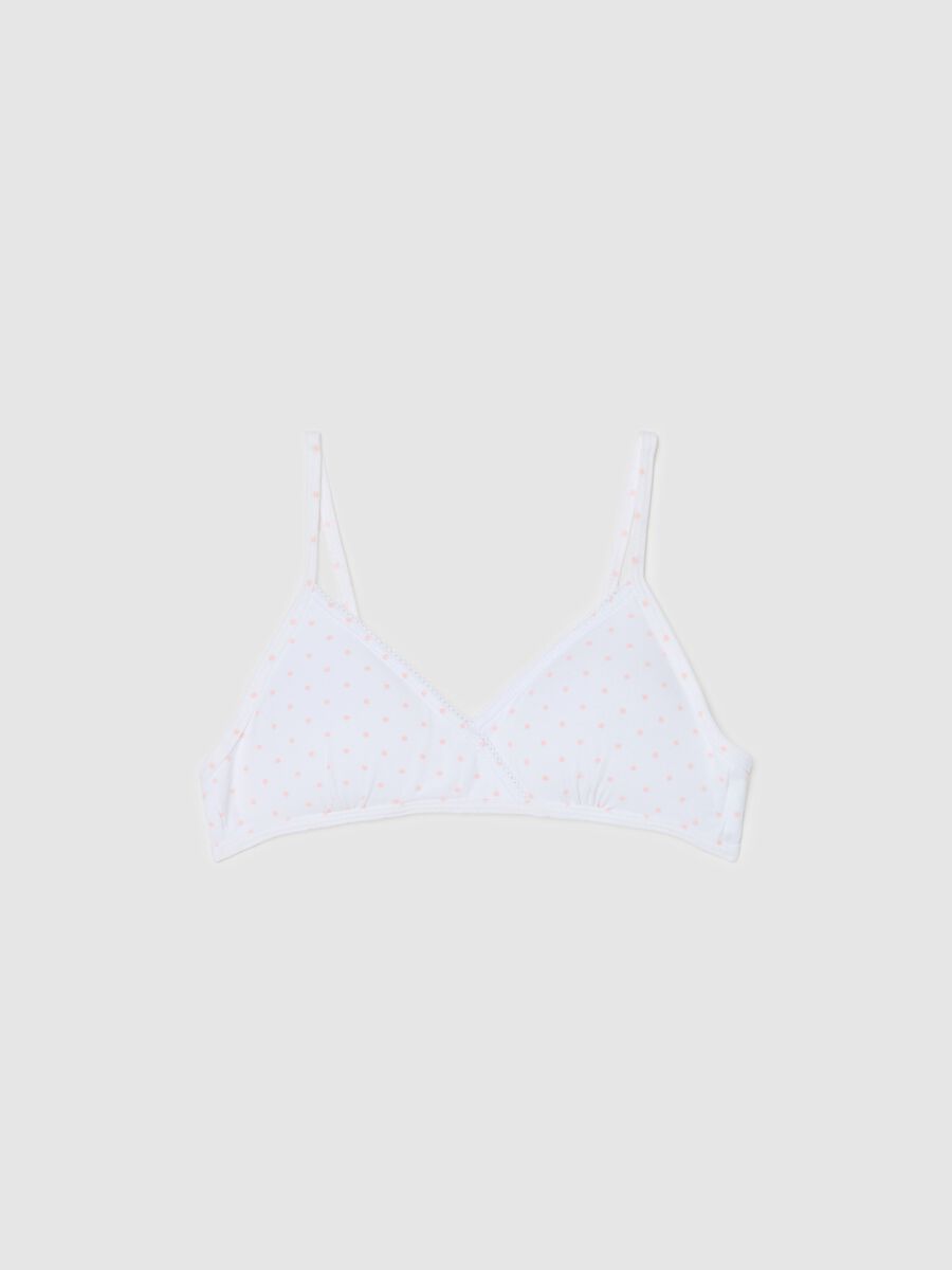 Semi-padded triangle bra with polka dots_0