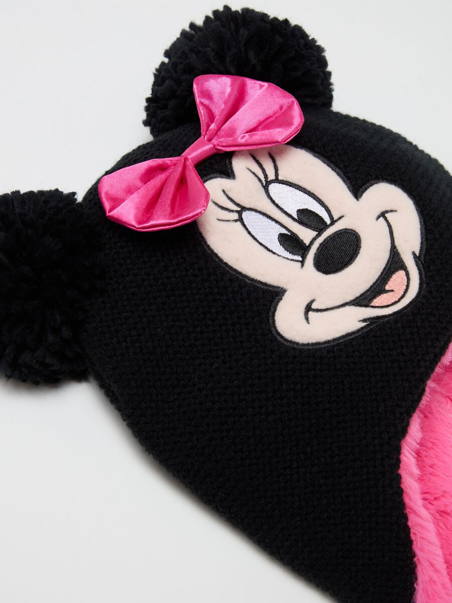 Aviator hat with pompoms and Minnie patch_2