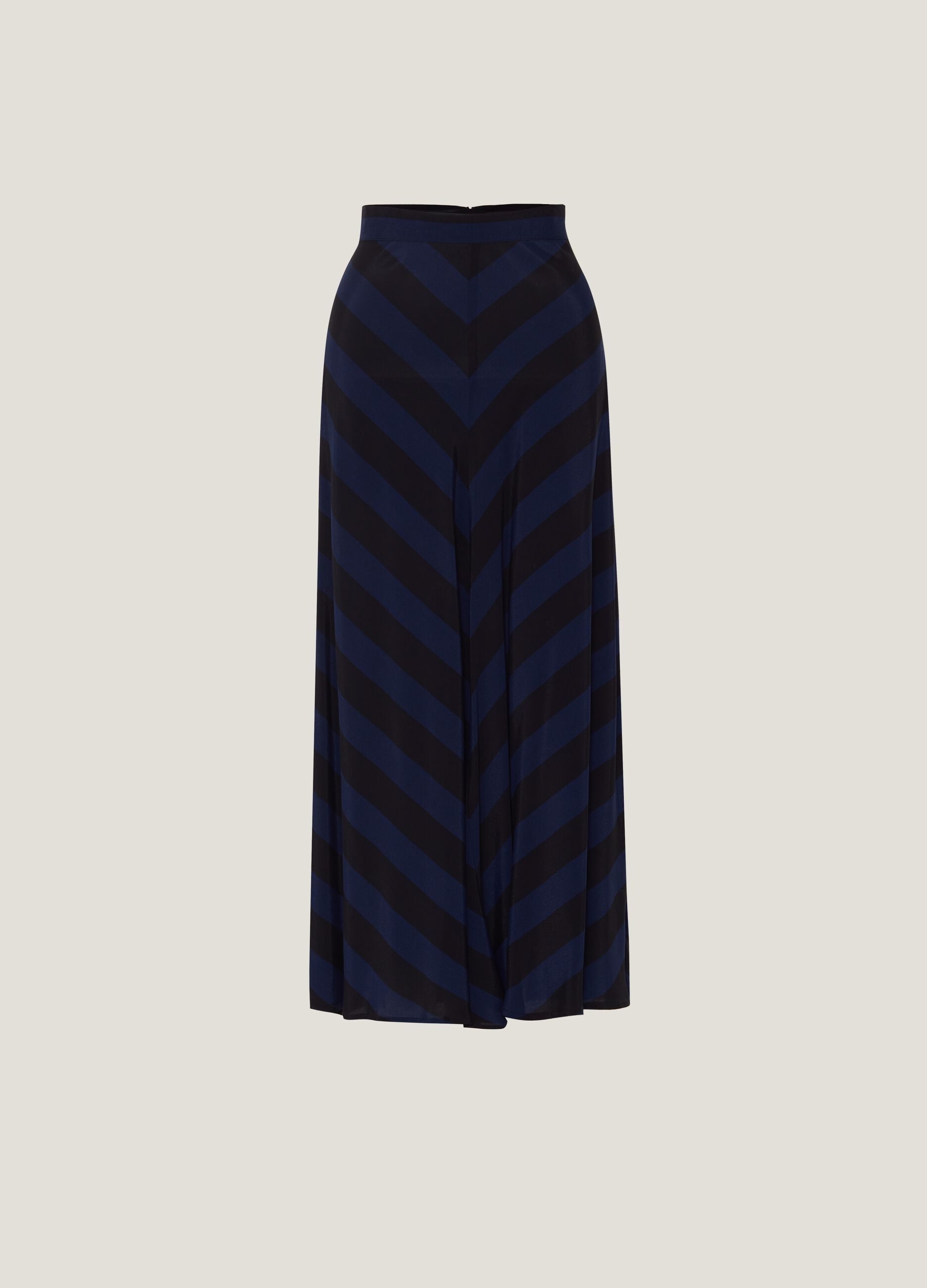 Satin viscose midi skirt with diagonal stripes