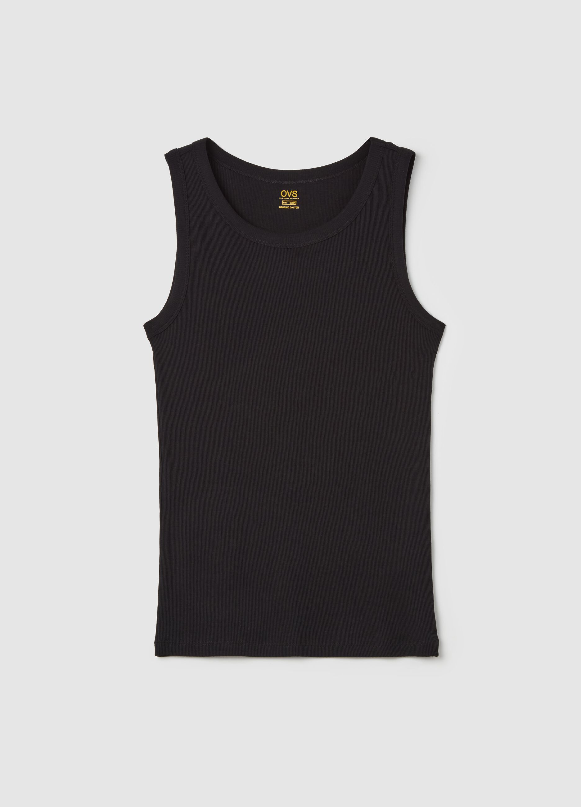 Thin rib racerback vest in organic cotton