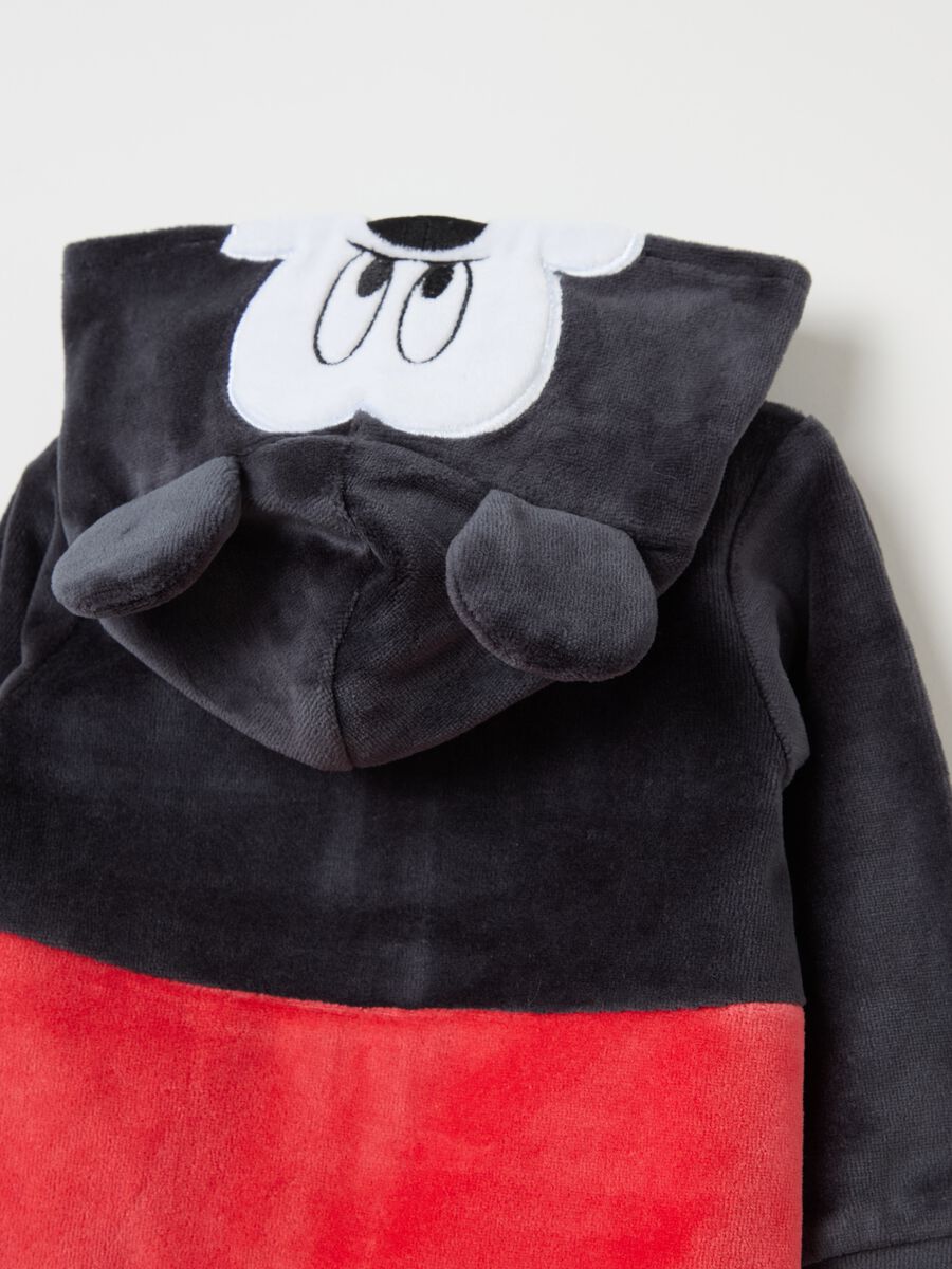 Velour onesie with feet and embroidered Mickey Mouse_3