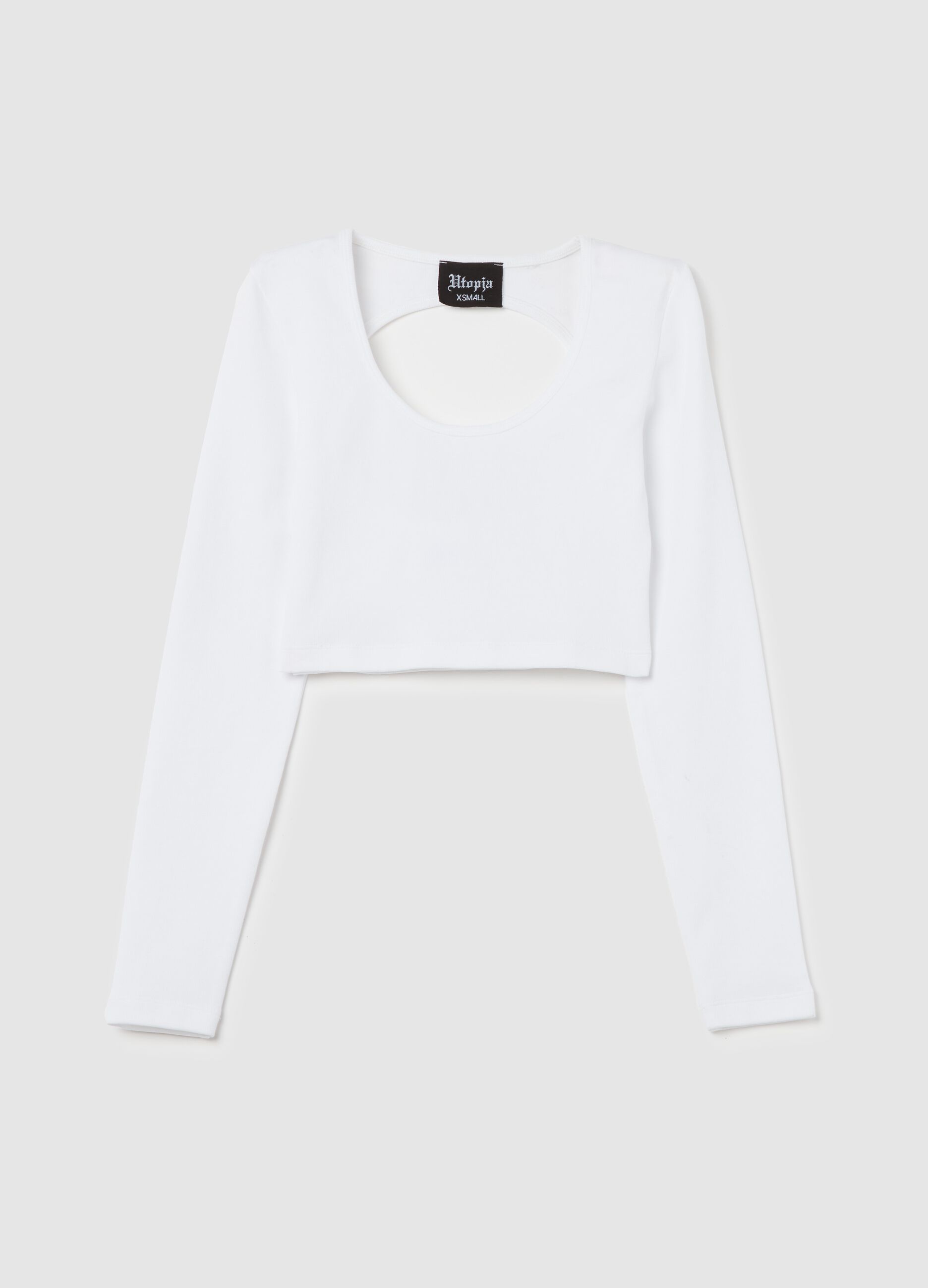 Cut Out Crop Longsleeve White