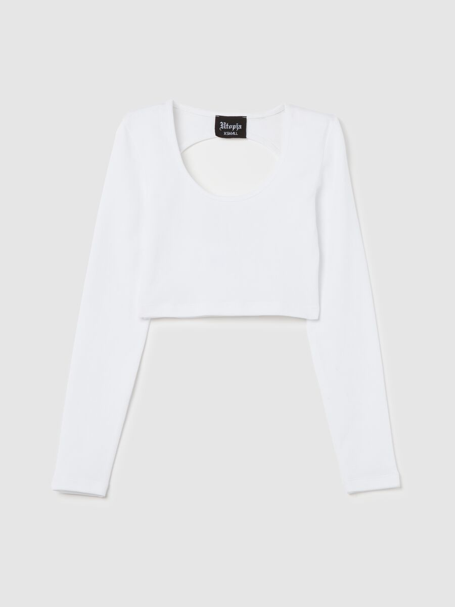 Cut Out Crop Long-sleeved White_5