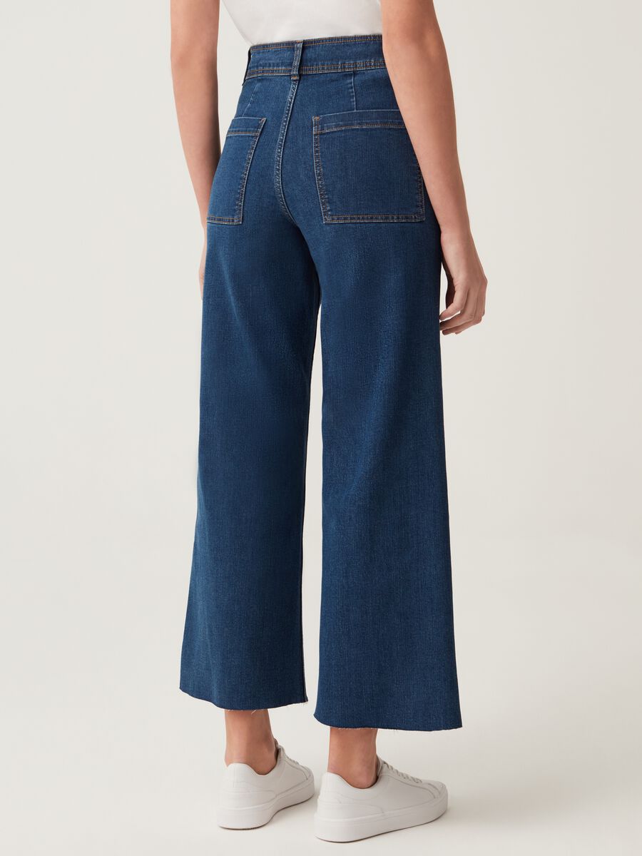 Wide-leg stretch jeans with raw edging_2