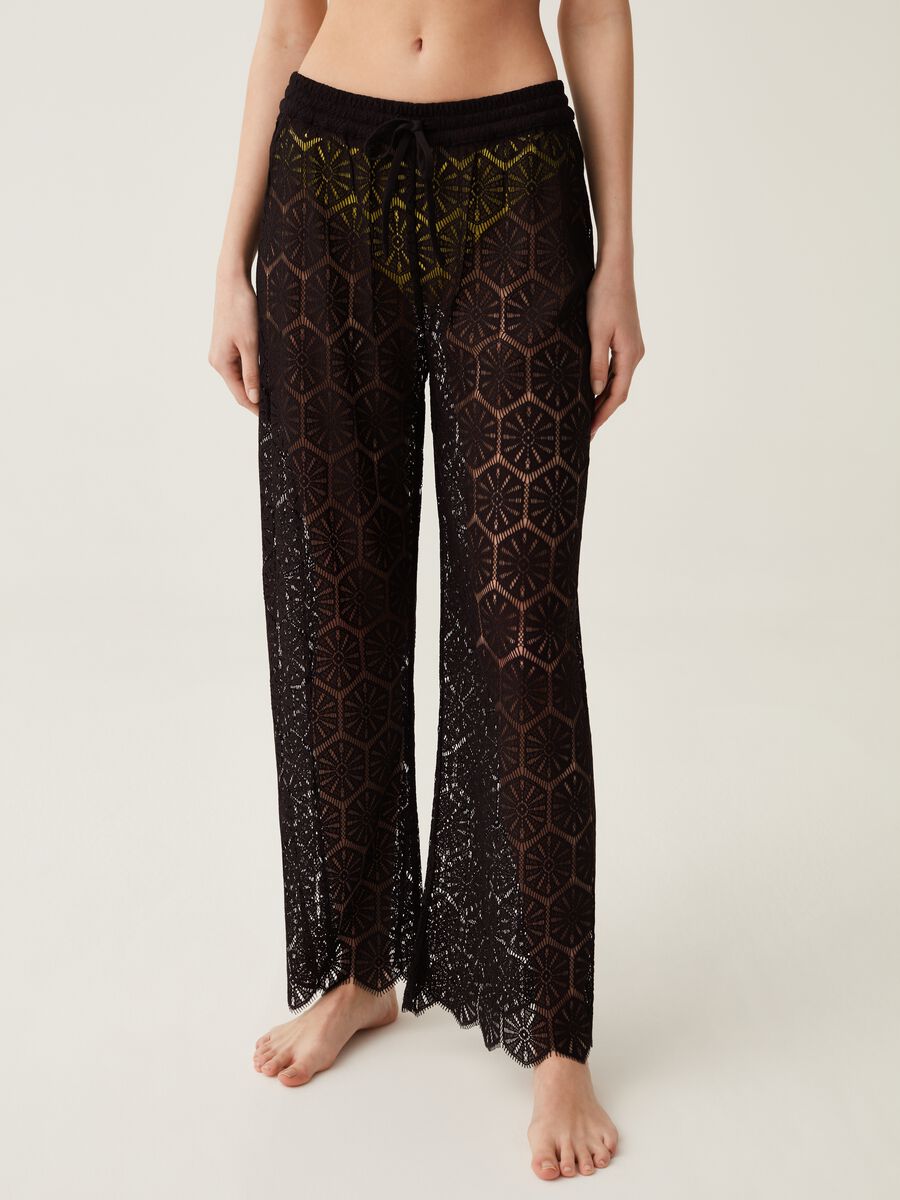 Beach cover-up trousers in lace_1