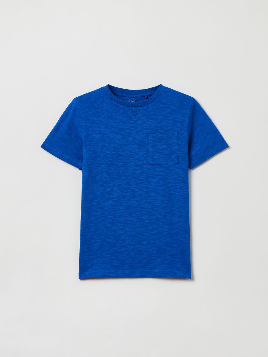 Slub cotton T-shirt with pocket_0