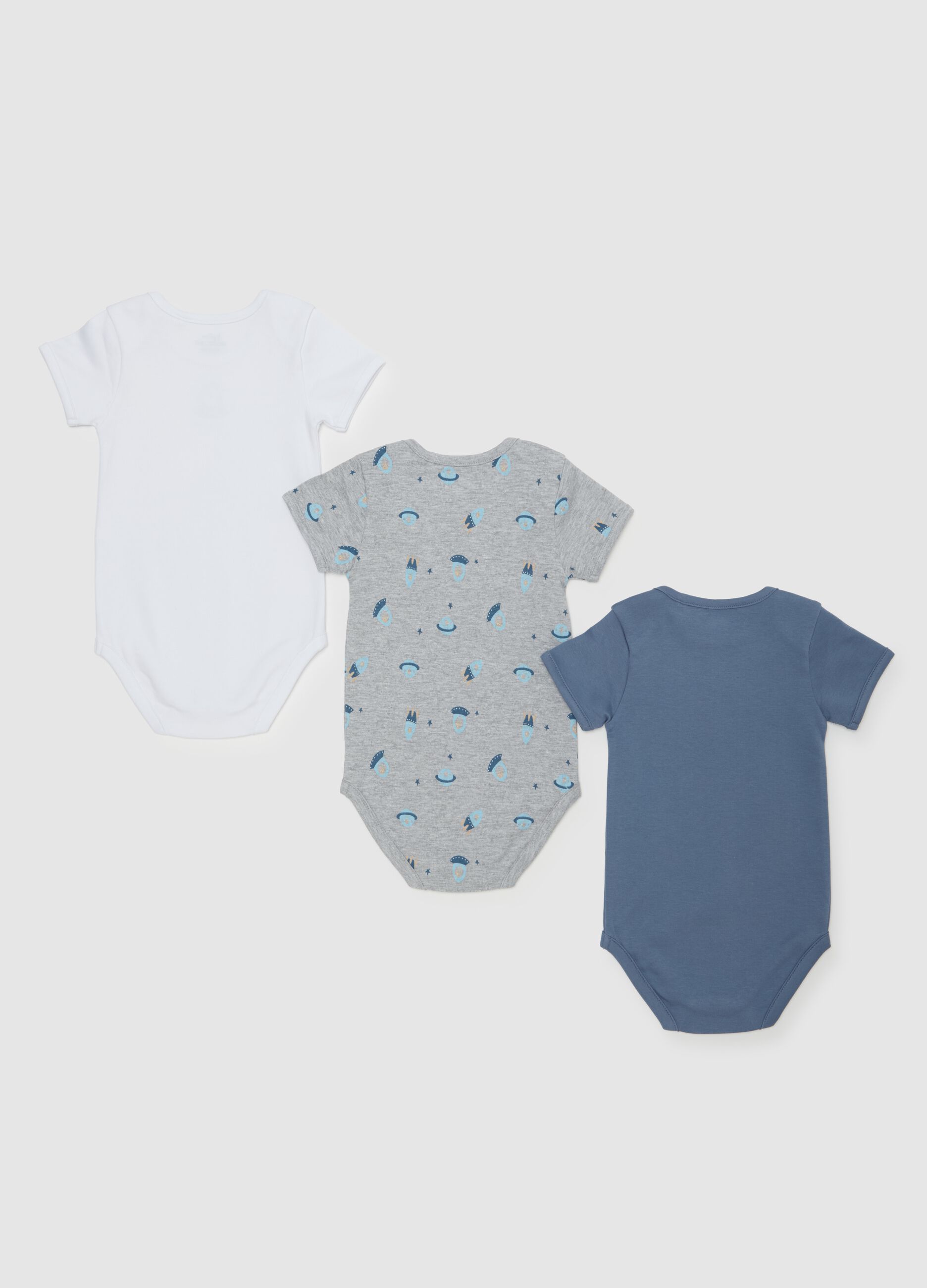 Three-pack bodysuits in organic cotton with print