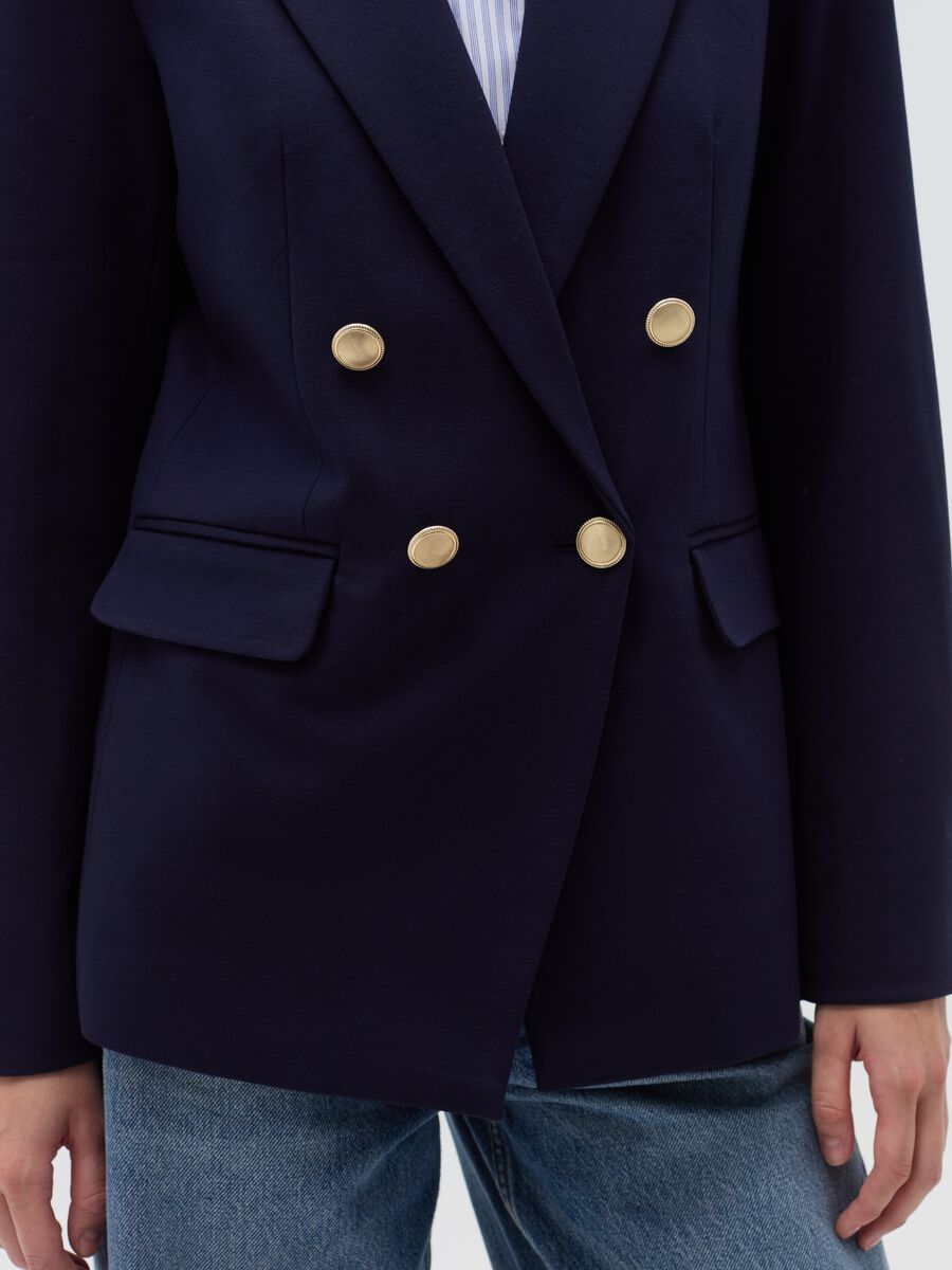 Double-breasted blazer with gold-coloured buttons_3