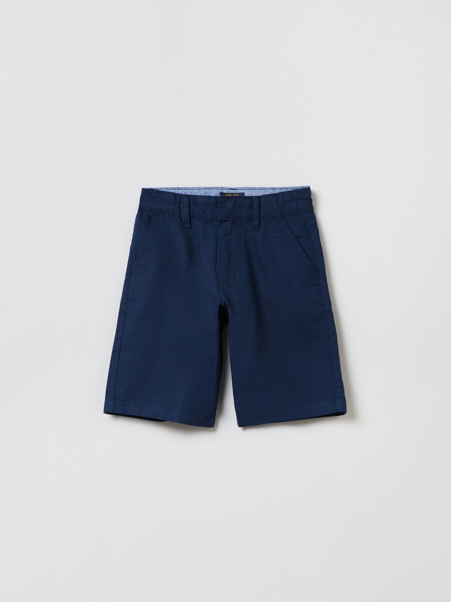 Bermuda shorts in linen and cotton_0