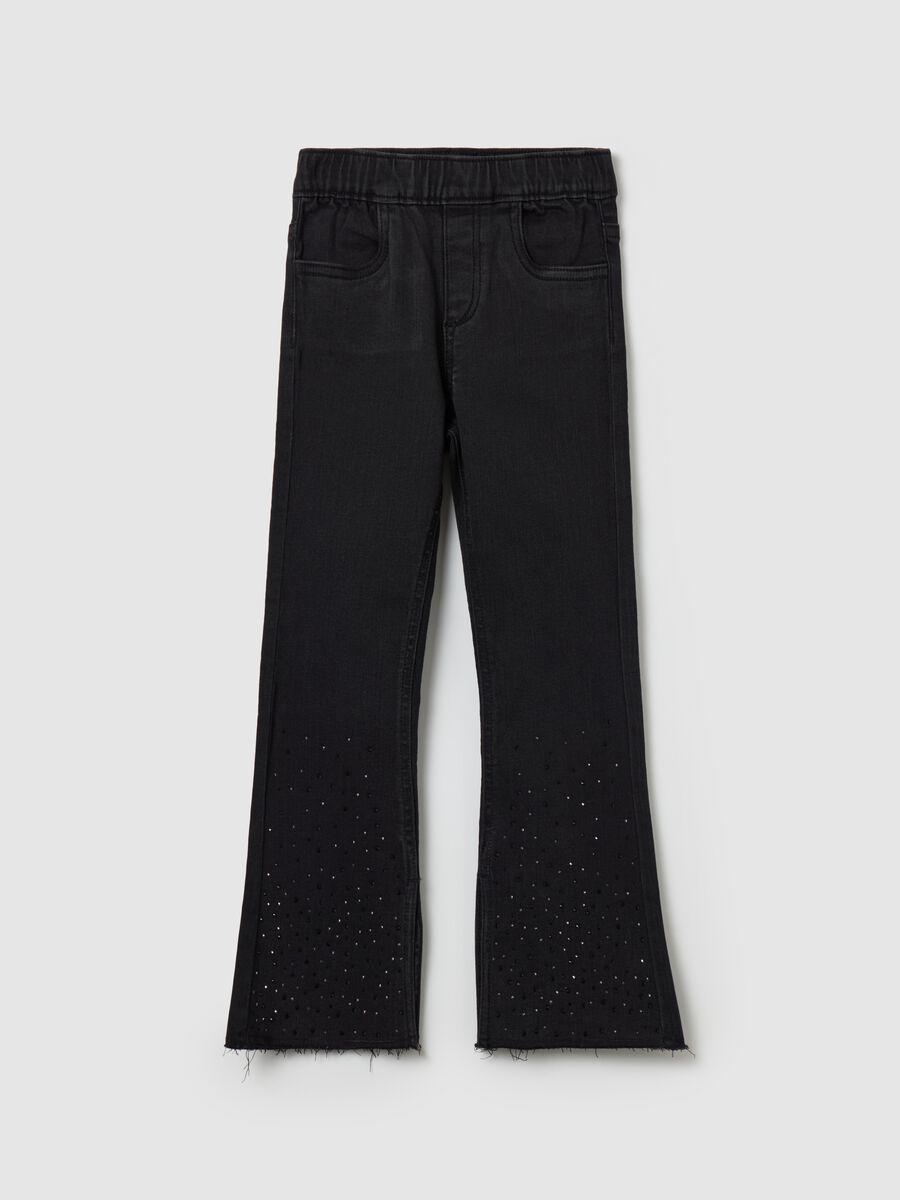 Flare-fit jeggings with diamantés_0