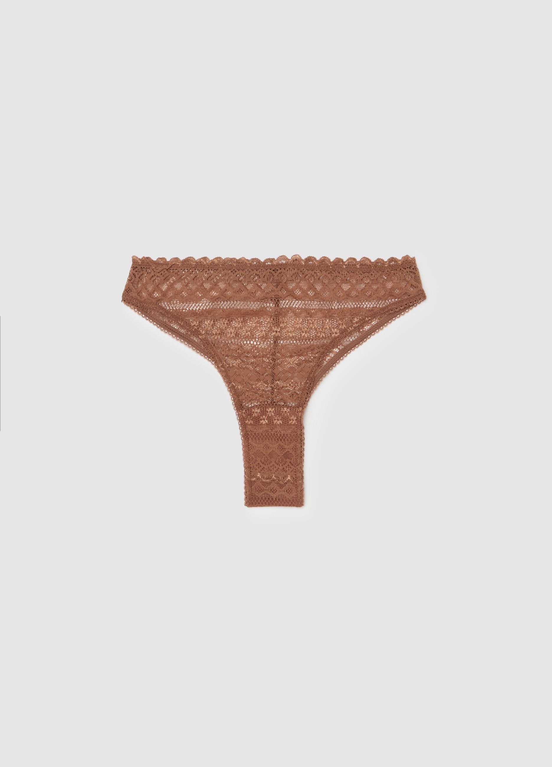 Brazilian-cut briefs in macramé lace